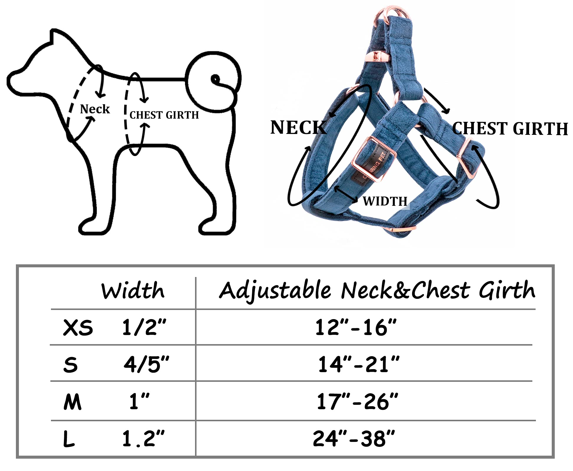 Aring Pet Dog Halter Harness, Velvet Dog Harness, Adjustable No Pull Harness For Boy And Girl Dogs.