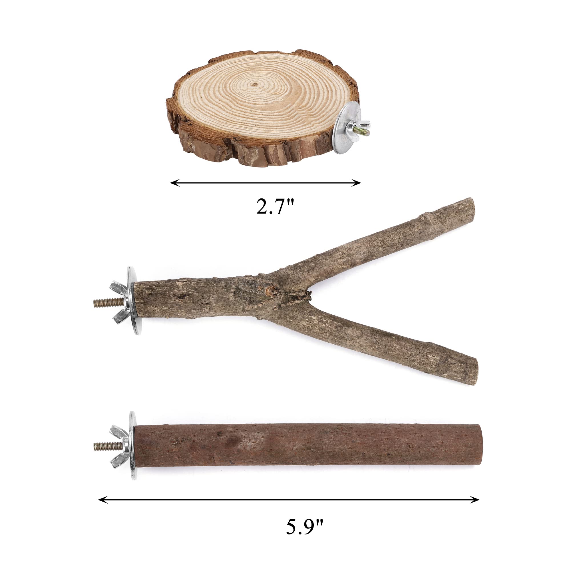 Mogoko 8 Pcs Natural Wood Bird Perch Birdcage Stand Wooden Parrot Perch Stand Perch Platform Cage Accessories For Parrotlets Budgies Cockatiels Parakeets Lovebirds