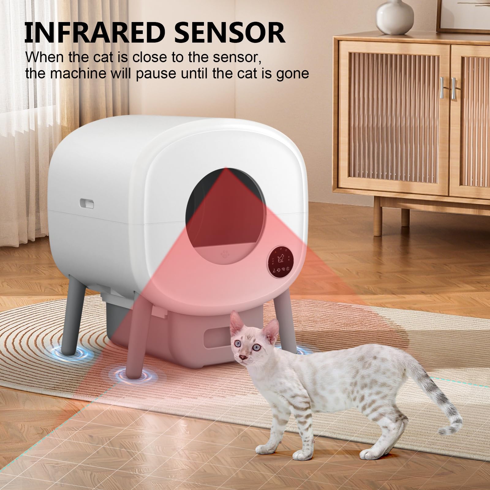 Cumrige Self Cleaning Litter Box, Large Capacity Automatic Cat Litter Box Self Cleaning For Cats, App Control,Safety Protection,
