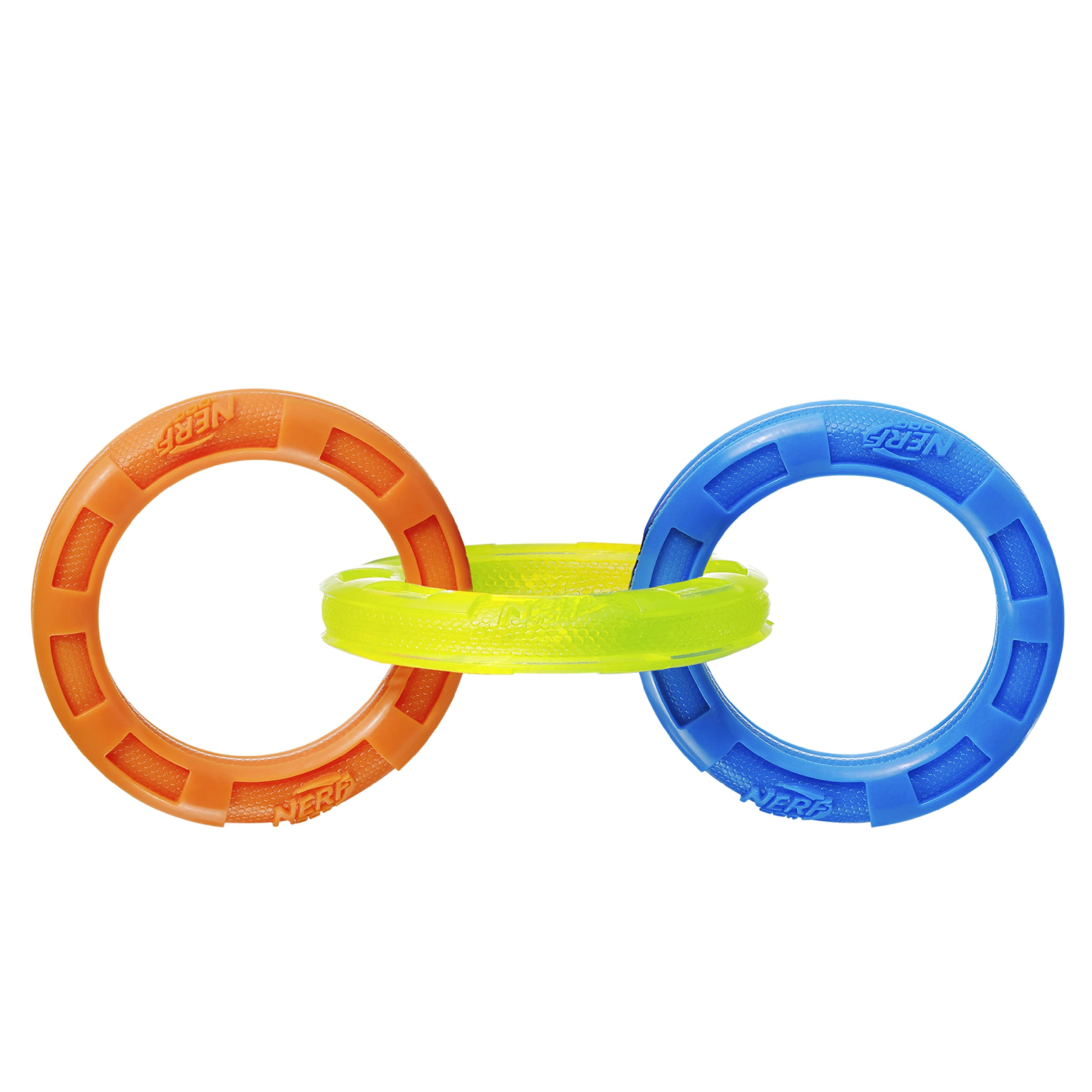 Nerf Dog 11.5In 3-Ring Tpr Tug - Blue, Green & Orange