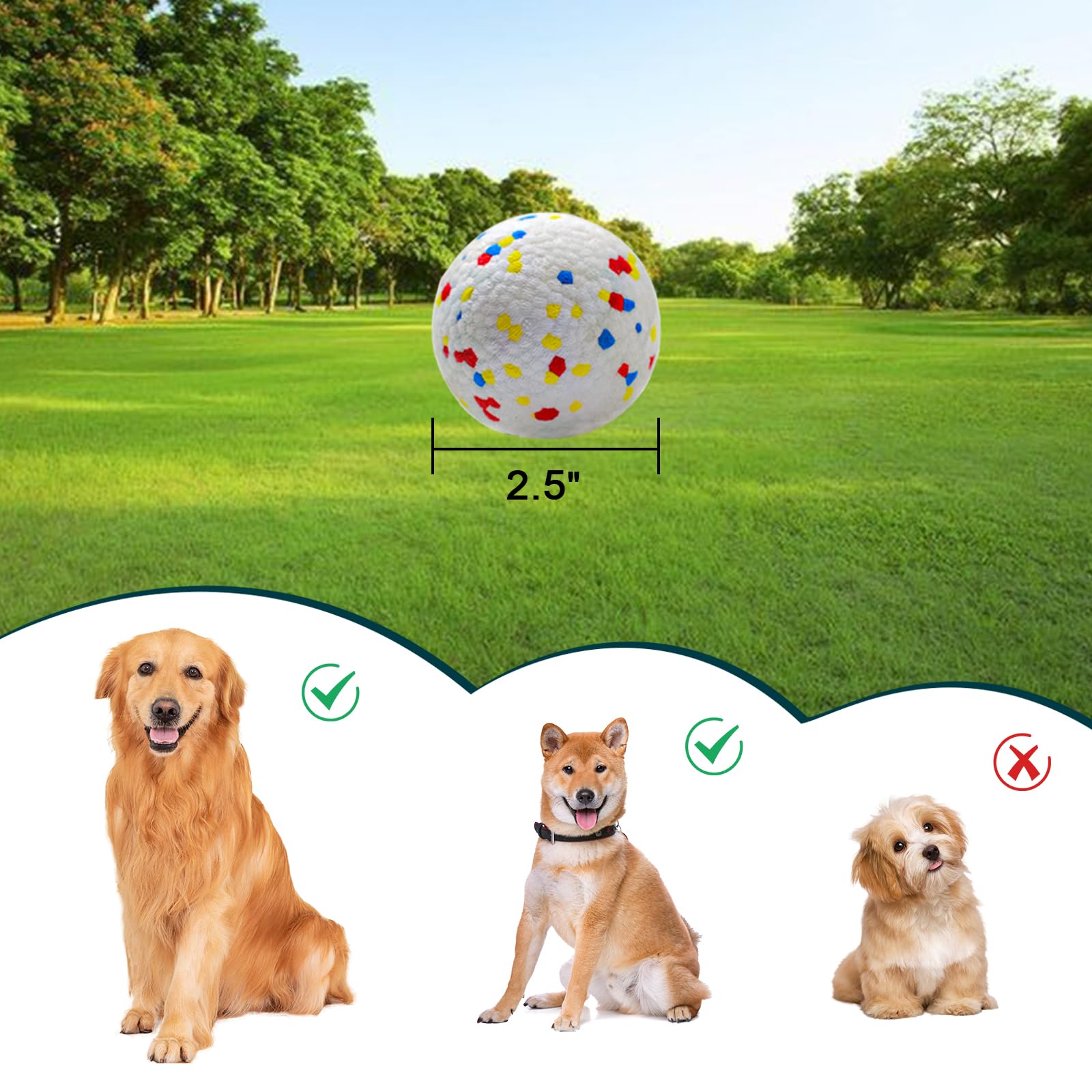 Mekaple Dog Balls 2.5 Inch, Indestructible Dogs Tennis Balls 6 Pack For Aggressive Chewers, Durable Bouncy Floating Interactive