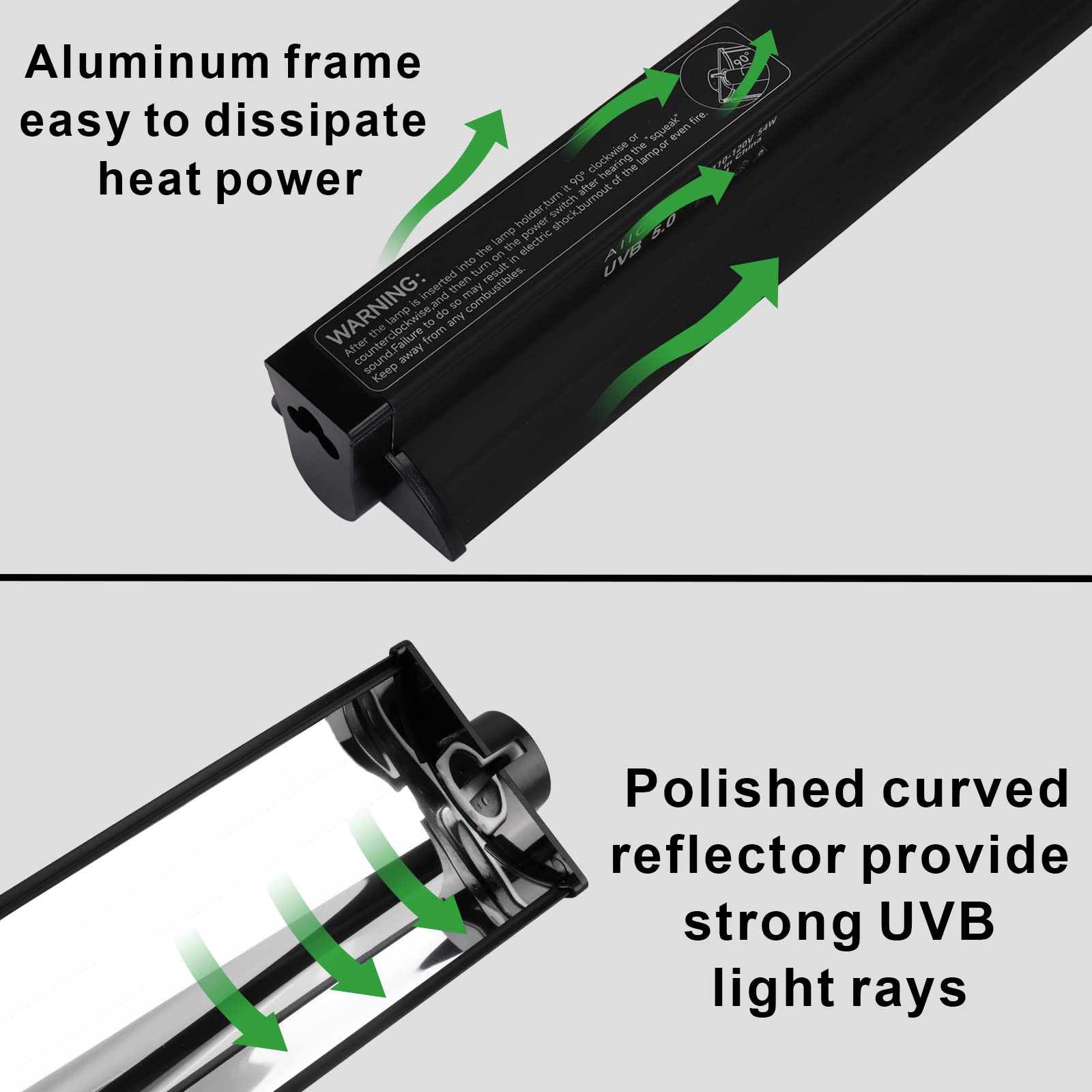 Aiicioo T5 Uvb Lighting Combo Kit 54W - T5 Reptile Light Fixture And 5.0 Uvb Light Bulb For Bearded Dragon Leopard Gecko (46Inch