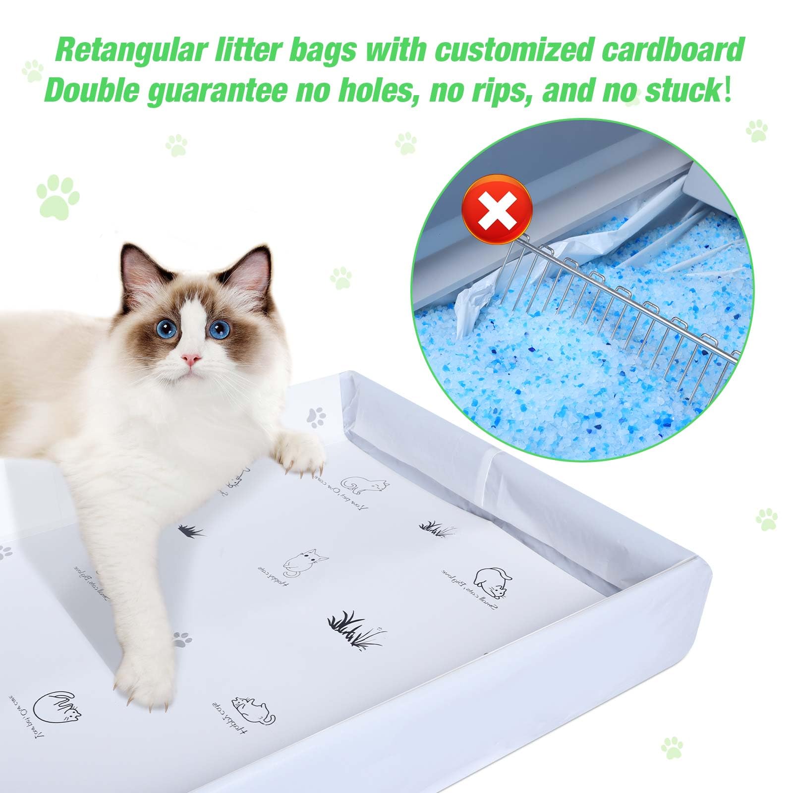Litter Box Liners Compatible With Pets Scoopfree Litter Box Refill Tray Rectangle Bags With Anti-Scratch Cardboard 20 Pack