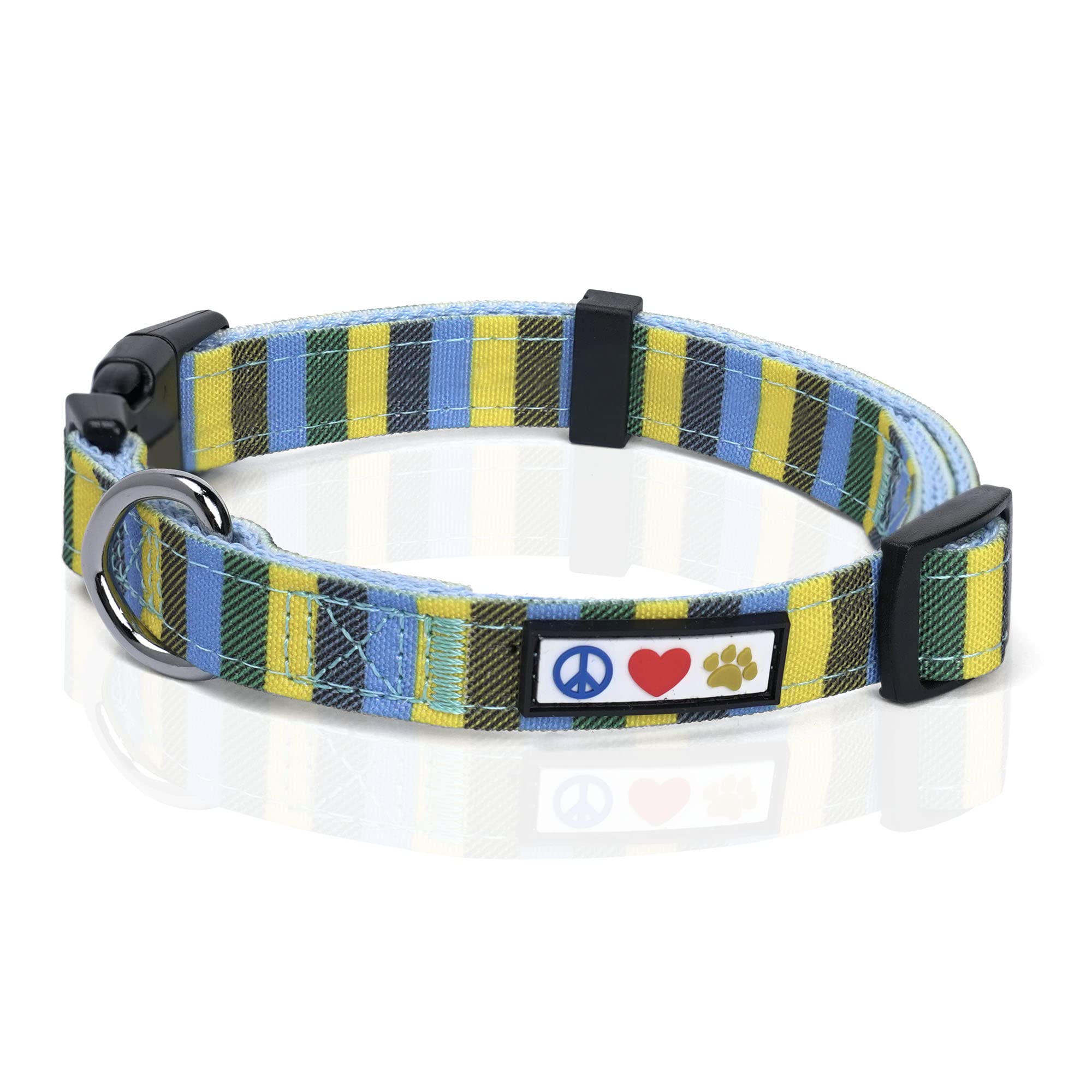 Pawtitas Multicolor Dog Collar Puppy Collar Pet Collar Multicolor Dog Collar Small Dog Collar Blue/Yellow/Green Dog Collar