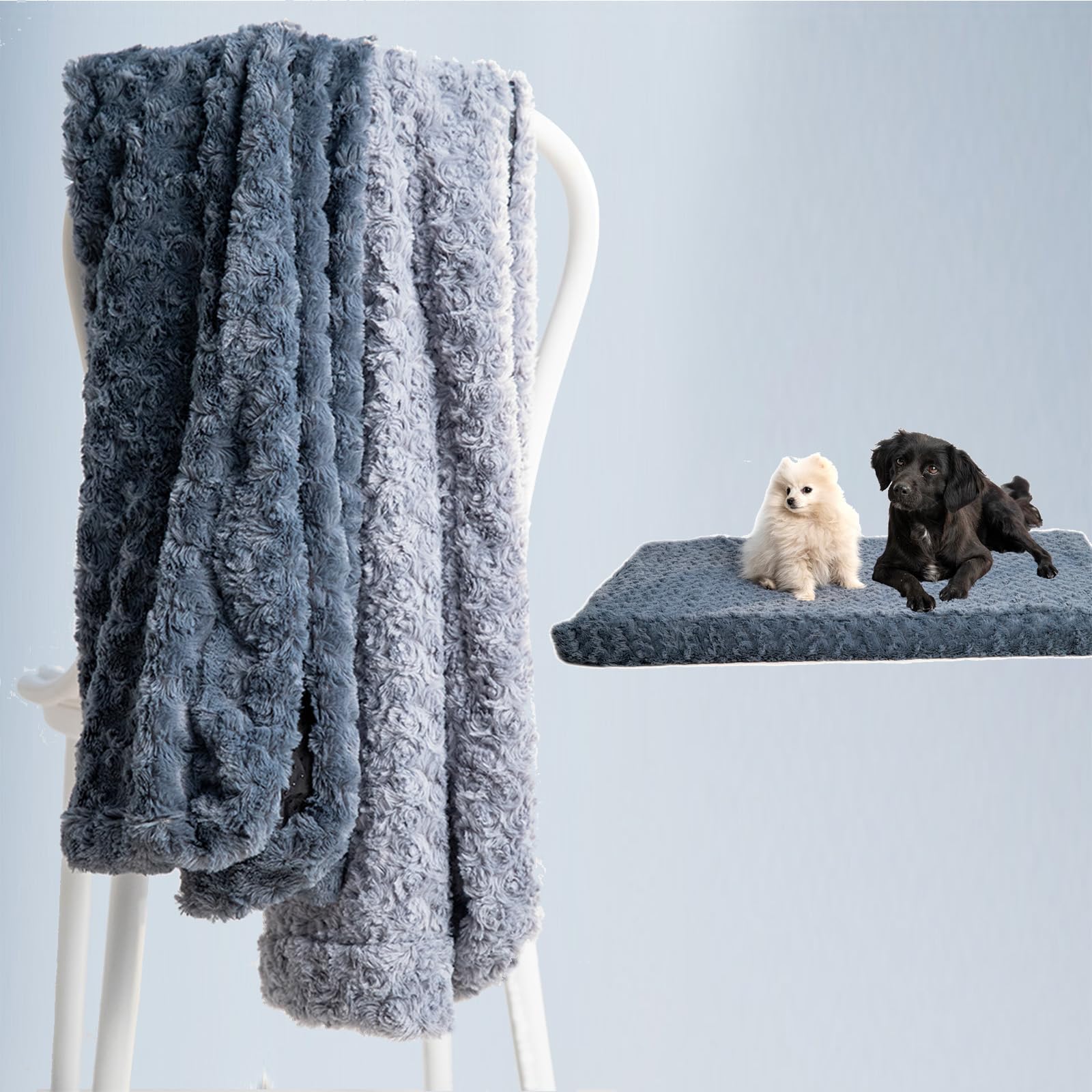 Washable Xlarge Dog Bed Covers Soft Plush Replacement, Faux Fur Dog Bed Liner, Pet Bed Cover With Zipper 42X28X4.5Inches, Grey, 