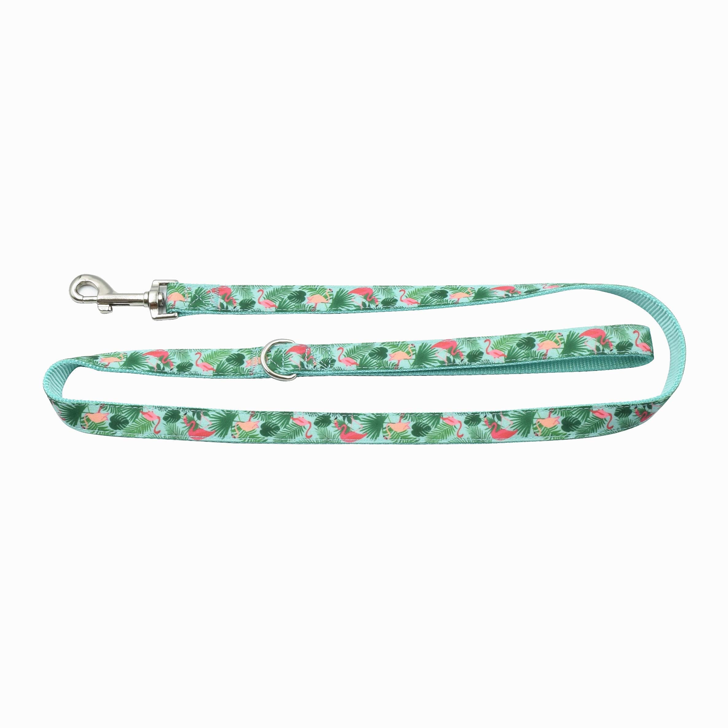 Petiry Dog Leash Leopard Pattern, 4 Feet Length, Durable Nylon With Ribbon For Medium And Large Dogs.(Medium,Flamingo Leash)