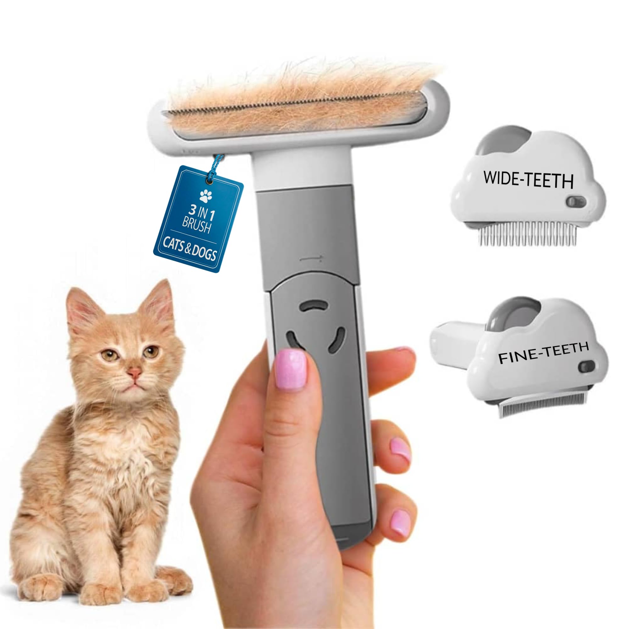 Sinko 3-In-1 Cat Grooming Brush And Deshedding Dog Brush, Short Haired And Long Haired Cat Brush, Dog Brushes For Grooming, 2 Co