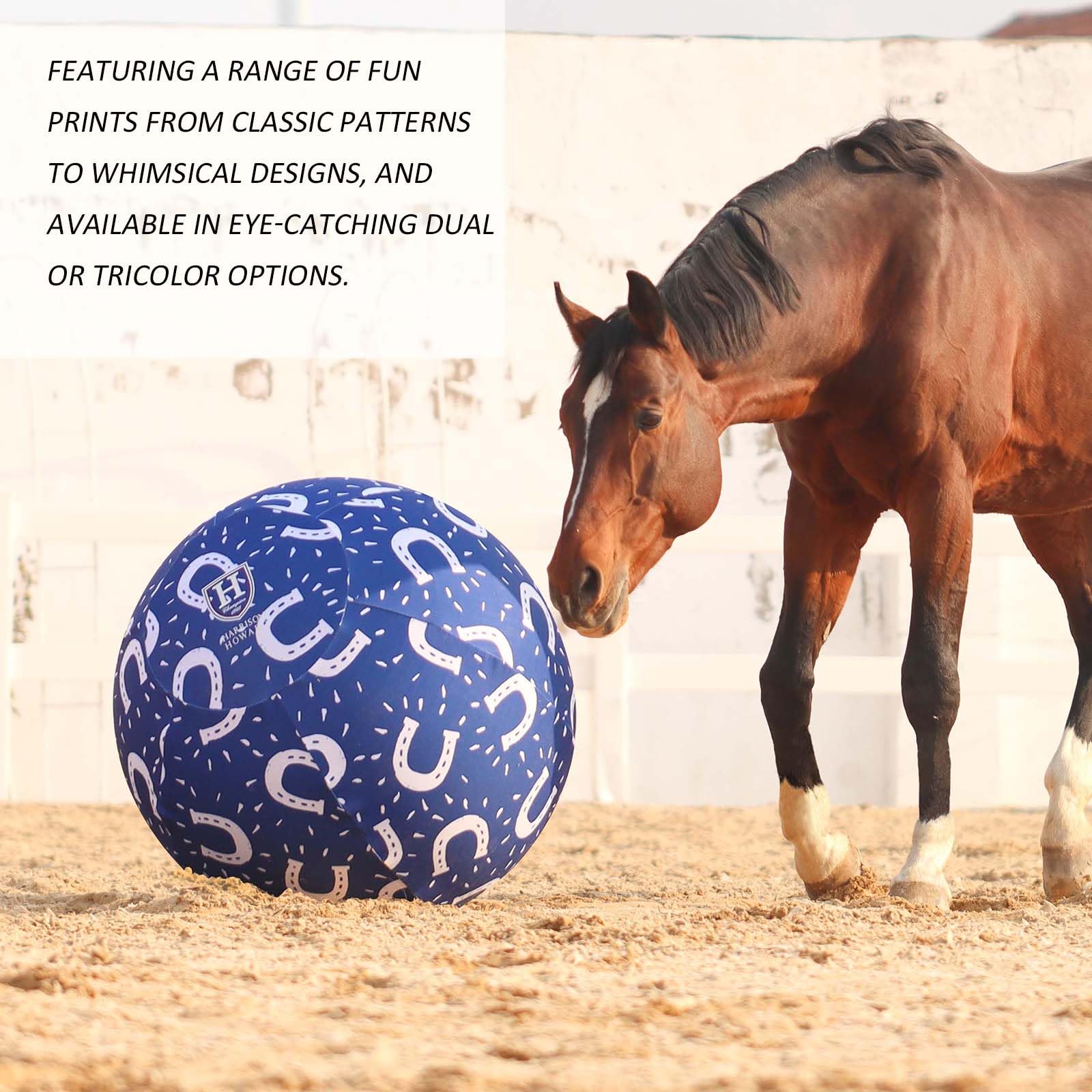 Harrison Howard Howdy Bally Horse Playball Covers Mega Ball Cover For Equine Use Exclusive Fun Patterns Protective Horseshoe Pri