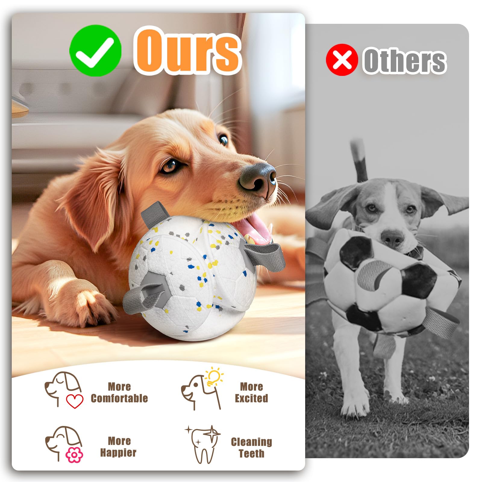 Moonorange 6 Inch Dog Toys Soccer Ball With Nylon Straps Interactive Durable For Tug Of War Water Gifts For Puppy Birthday Indoo