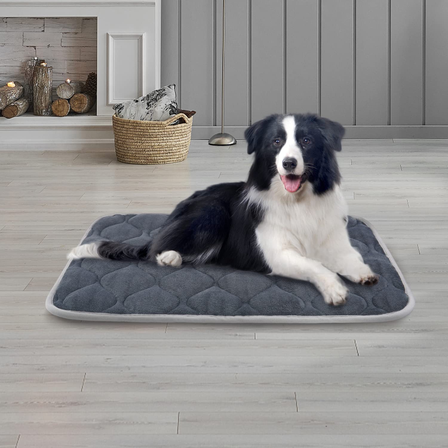 furrybaby Dog Bed Mat - Soft Crate Mat with Anti-Slip Bottom, Machine Washable, 36"x23", Sliver Grey