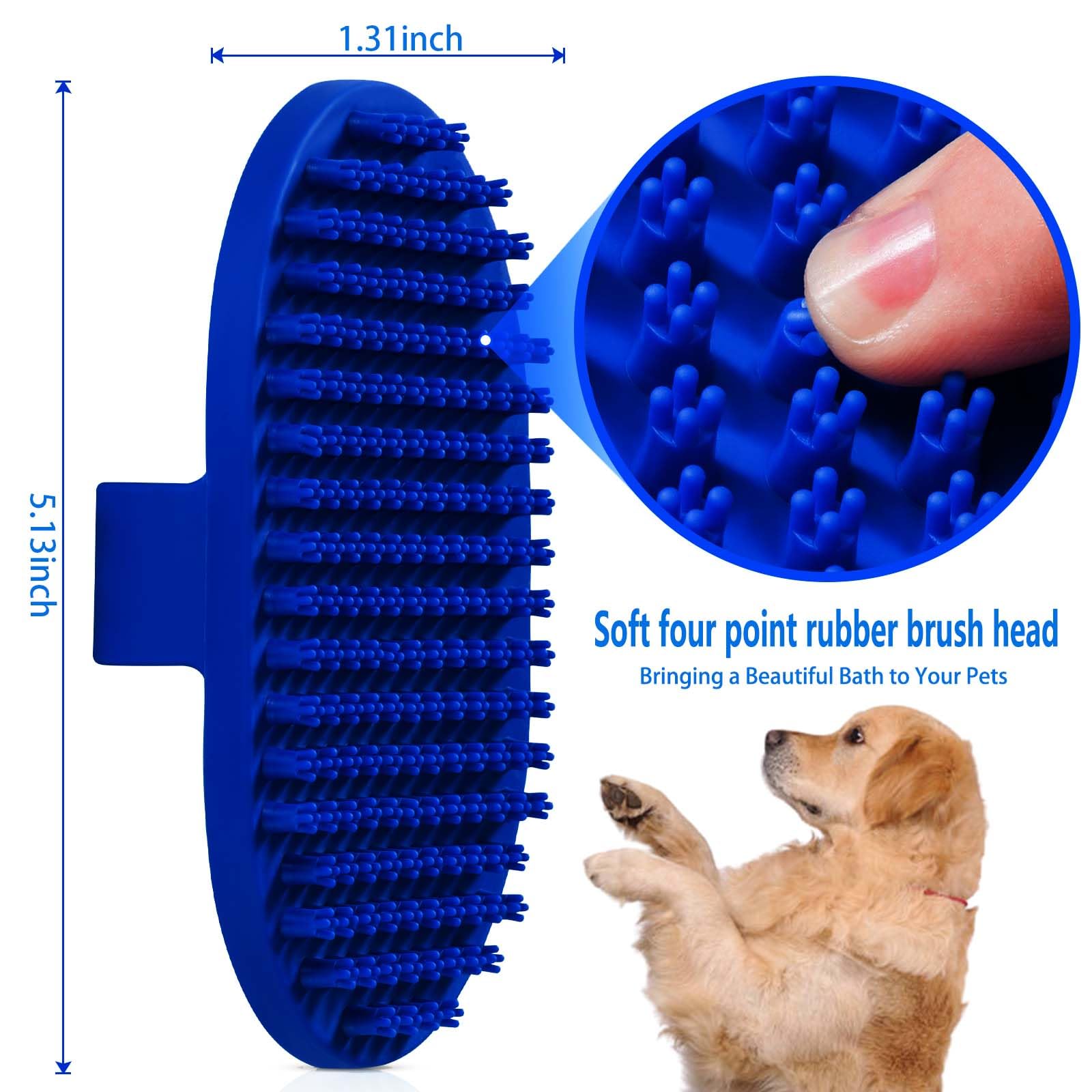 Dog Bath Brush, Ropo Rubber Massage Pet Shampoo Brush, Used For Pet Grooming, Removing Shedding Fur, Combing Tangles And Dead Fu