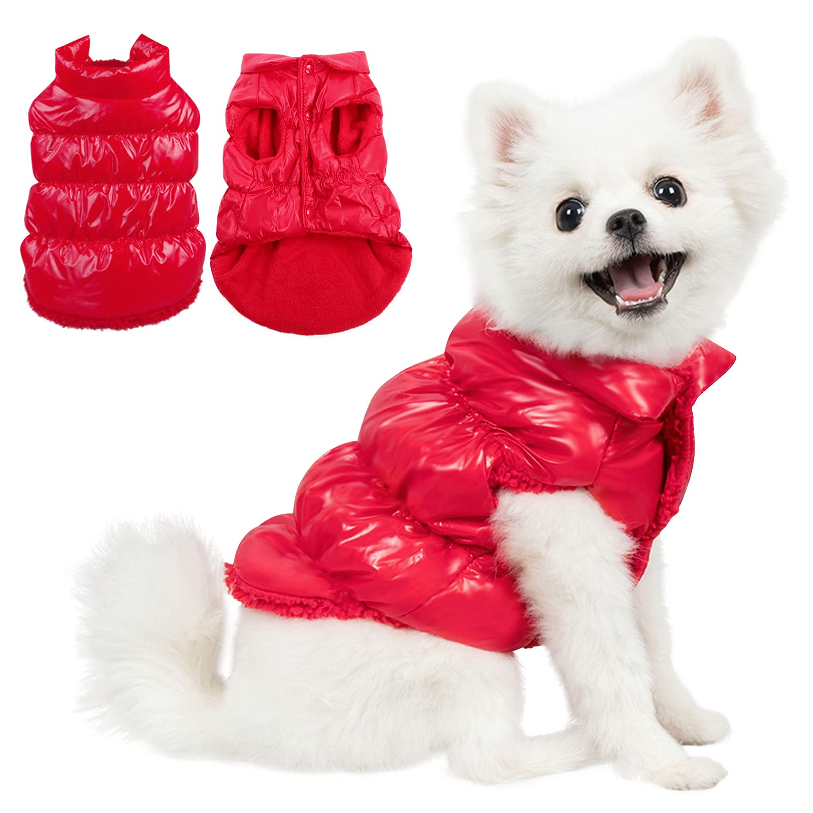 AOFITEE Waterproof Coat, Winter Jacket for Small Dogs, Fleece Snowsuit, Warm Puffer Jacket, Cozy Pet Winter Vest, Cold Weather C