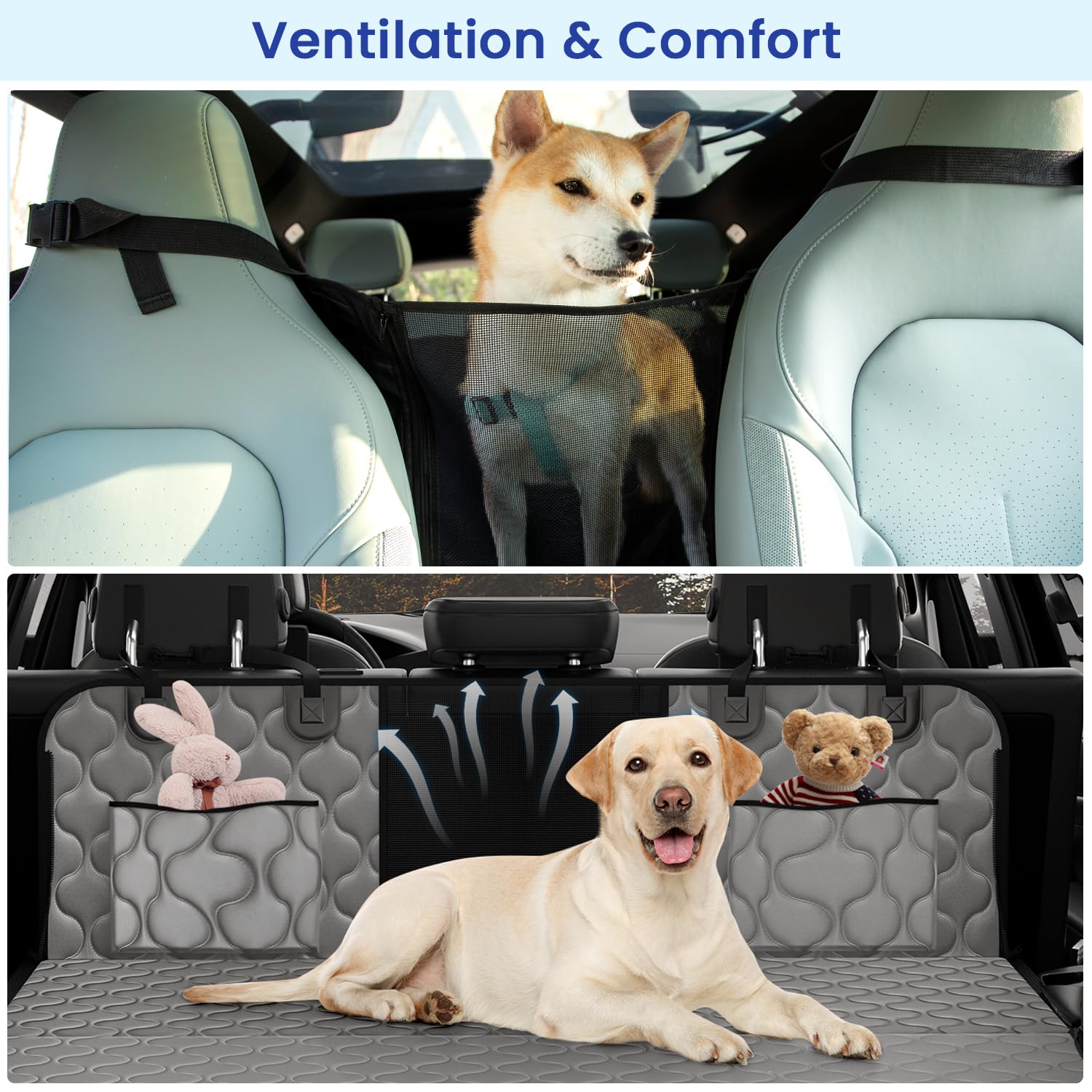 Pettycare Dog Car Seat Cover Heavy Duty Dog Hammock- Scratch-Resistant Bench Protector W/Non-Slip Hard Bottom, Extra Large Backs