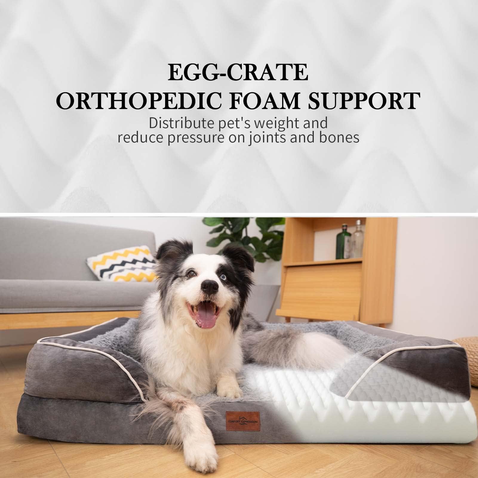 Comfort Expression Large Dog Beds Waterproof Orthopedic Foam Dog Sofa Beds Comfy Pet Bed With Washable Removable Cover & Non-Sli