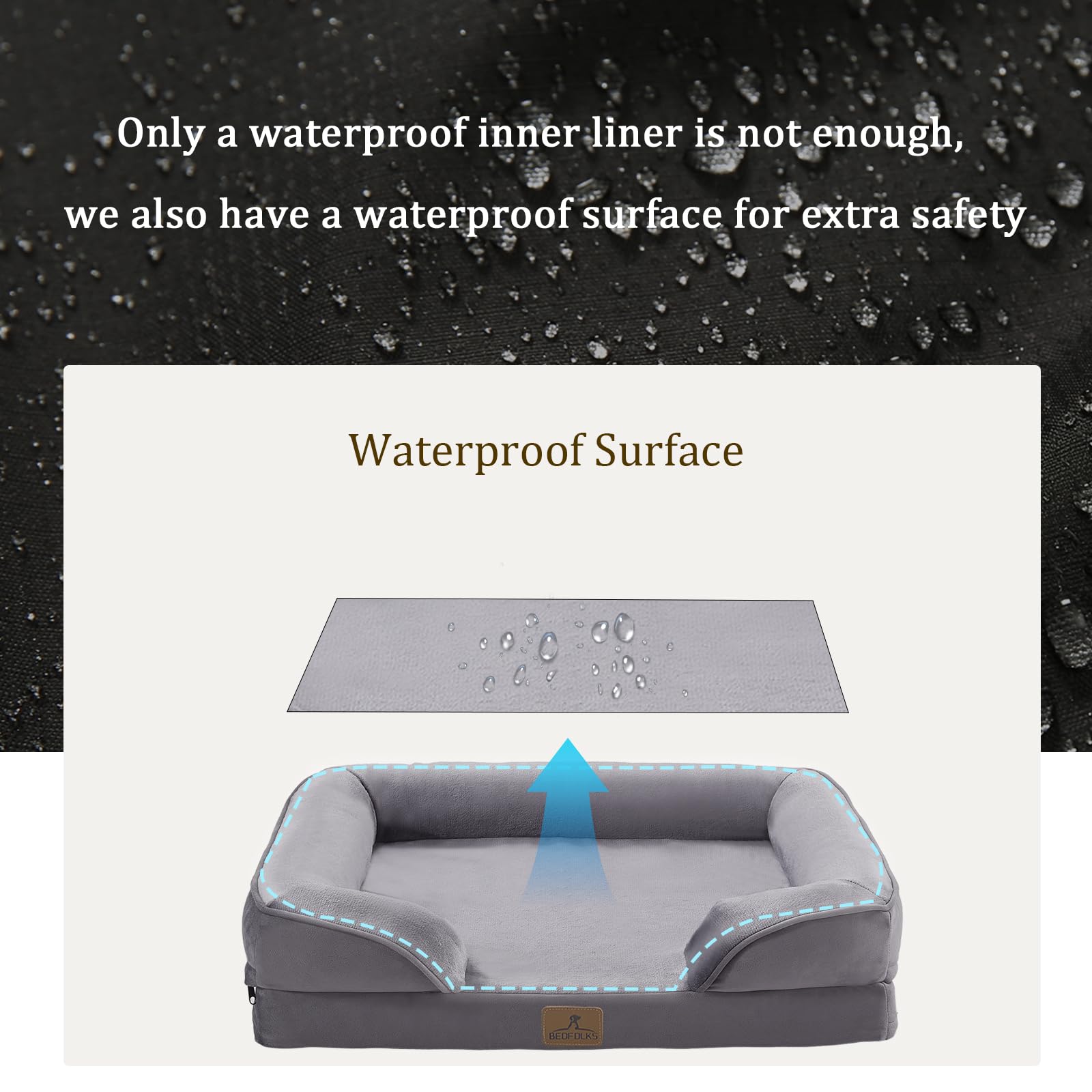Bedfolks Orthopedic Dog Bed, Waterproof Dog Sofa Bed For Extra Large Dogs, Egg Foam Pet Couch Bed With Removable Washable Cover