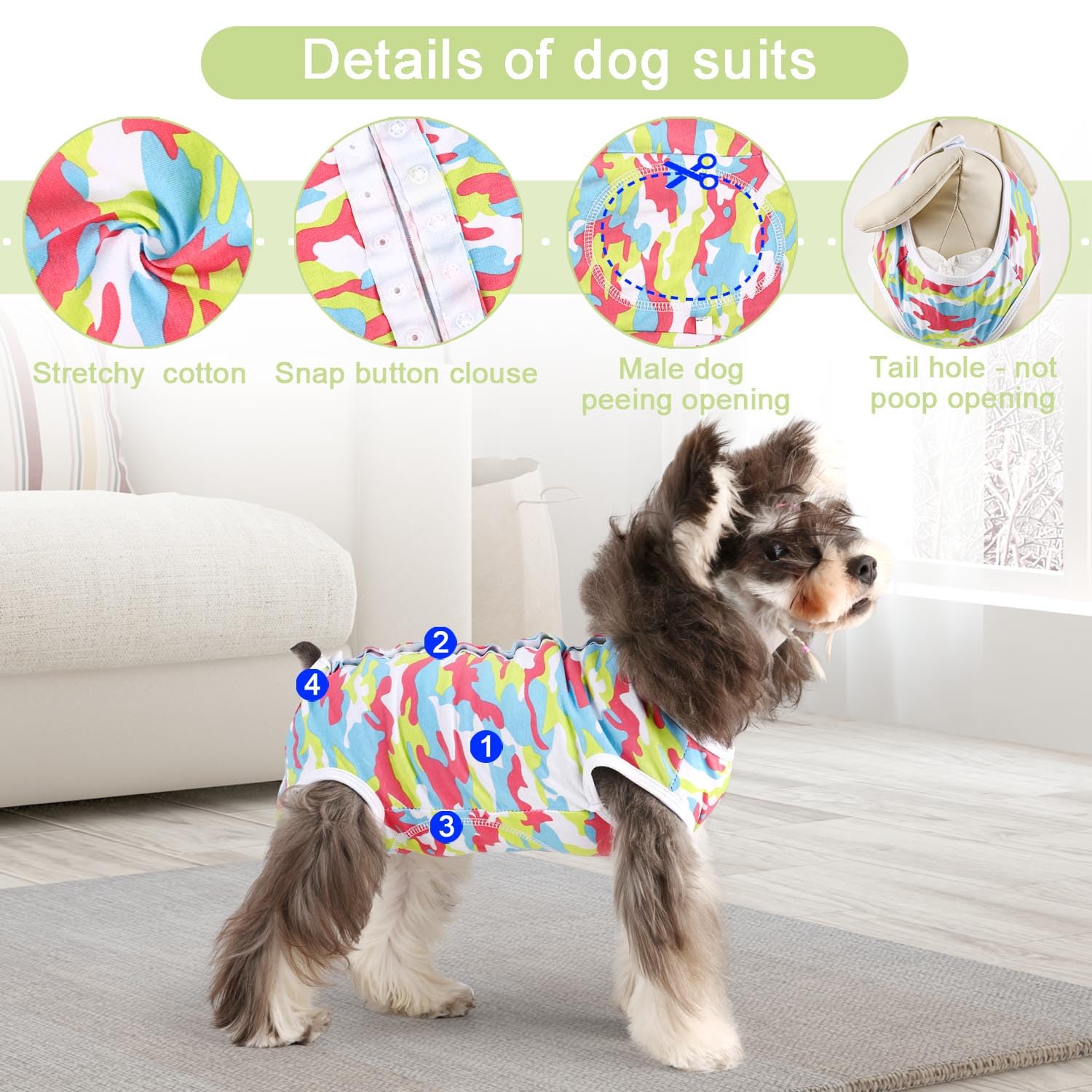 Etdane Dog Diapers Sanitary Panties Pet Period Onesie For Female Male Dogs Camouflage/Xl