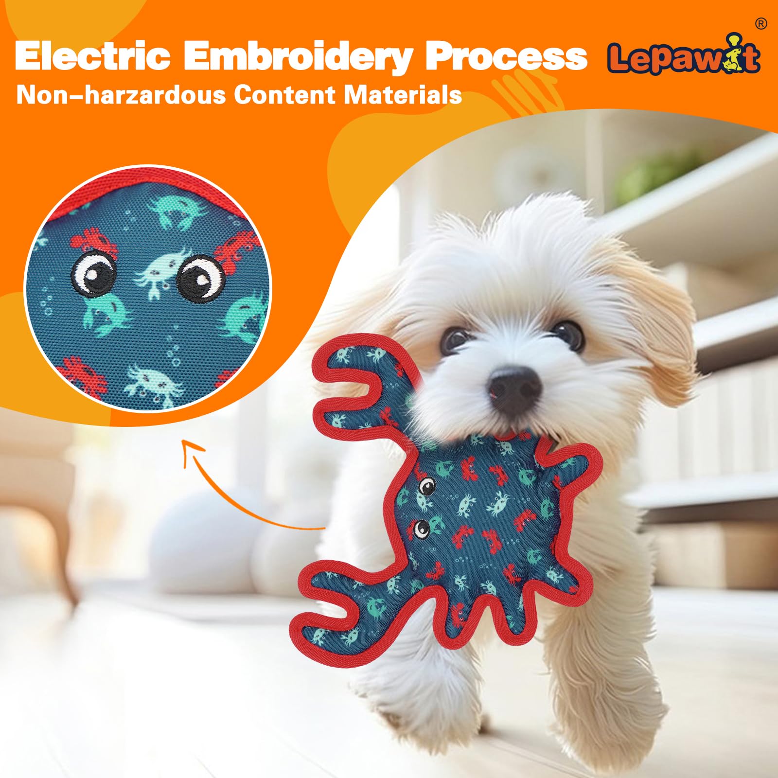 Lepawit Squeaky Dog Toys, Sturdy Dog Toys For Dogs Indoor Play, Cute Crab Interactive Toy For Small And Medium Dogs
