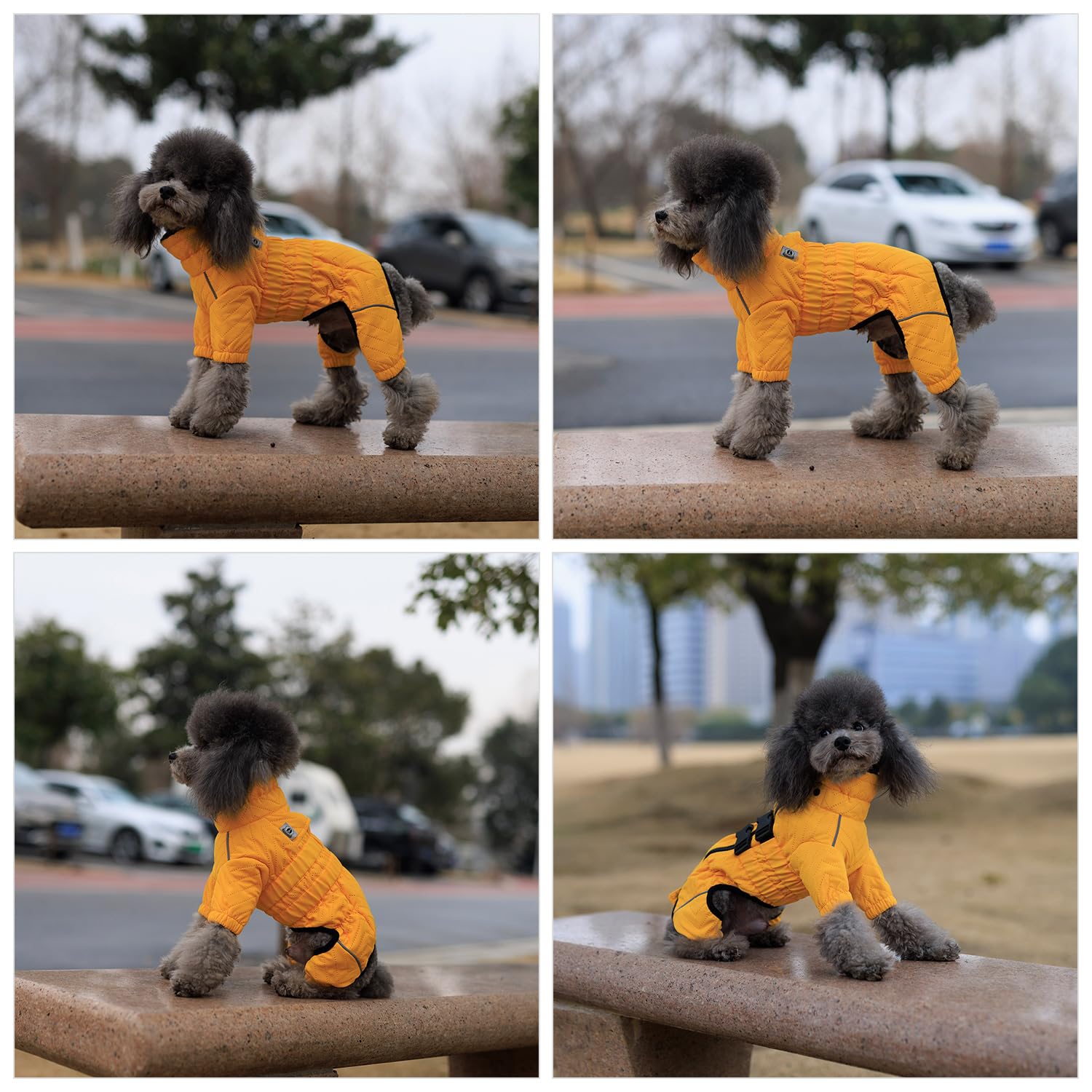 Warm Dog Coat Double Layers Dog Vest, 6 Legs Covered Windproof Waterproof Reflective Warm Dog Vest Outdoor Skating Dog Costume For Small Medium Large Dogs Yellow S