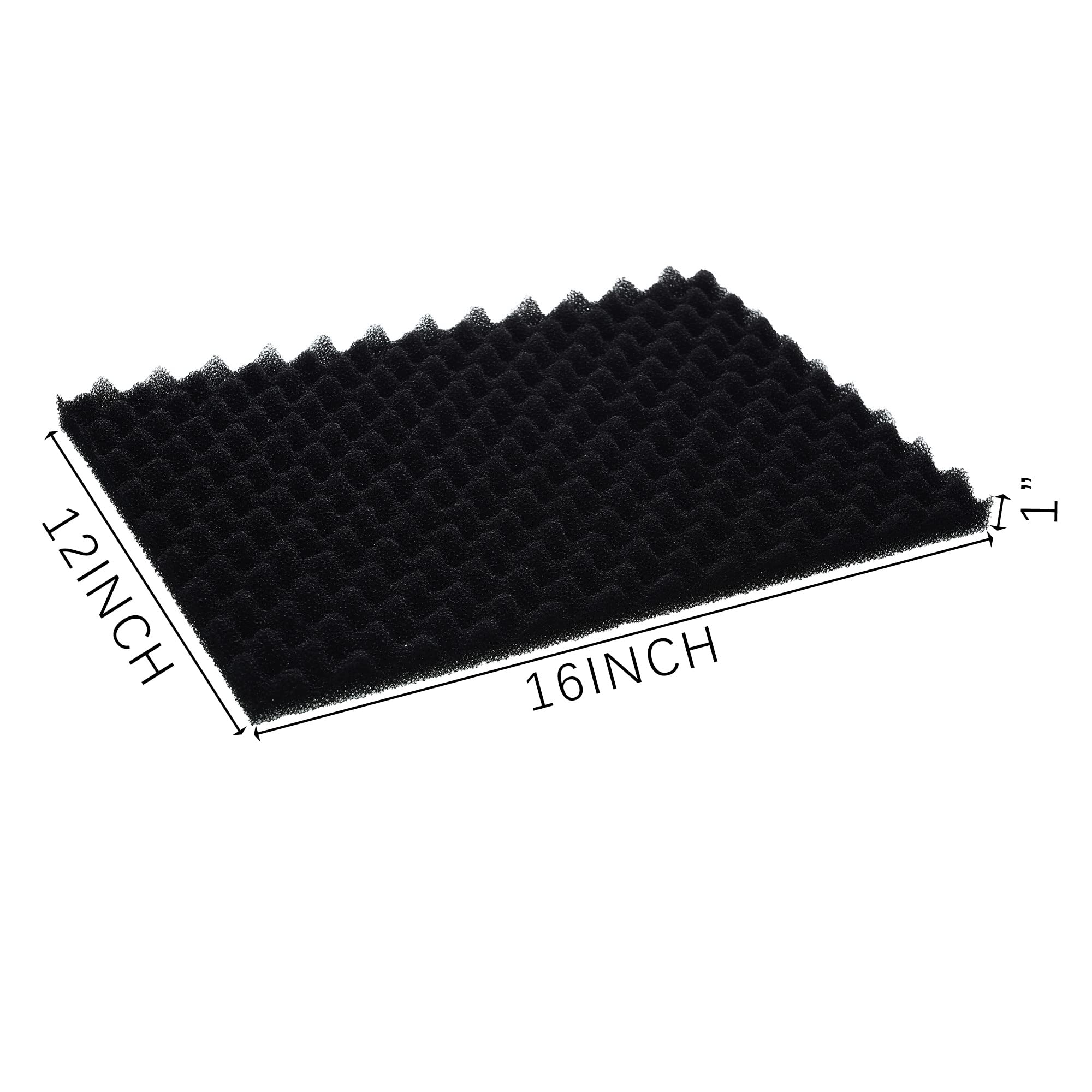 Afacygn 4 Pack Aquarium Filter Media Bio Sponge Pad 16 X 12 X 1 Inch, Fish Pond Foam Filter 20/30/40 Ppi (Black 30Ppi 4Pack)