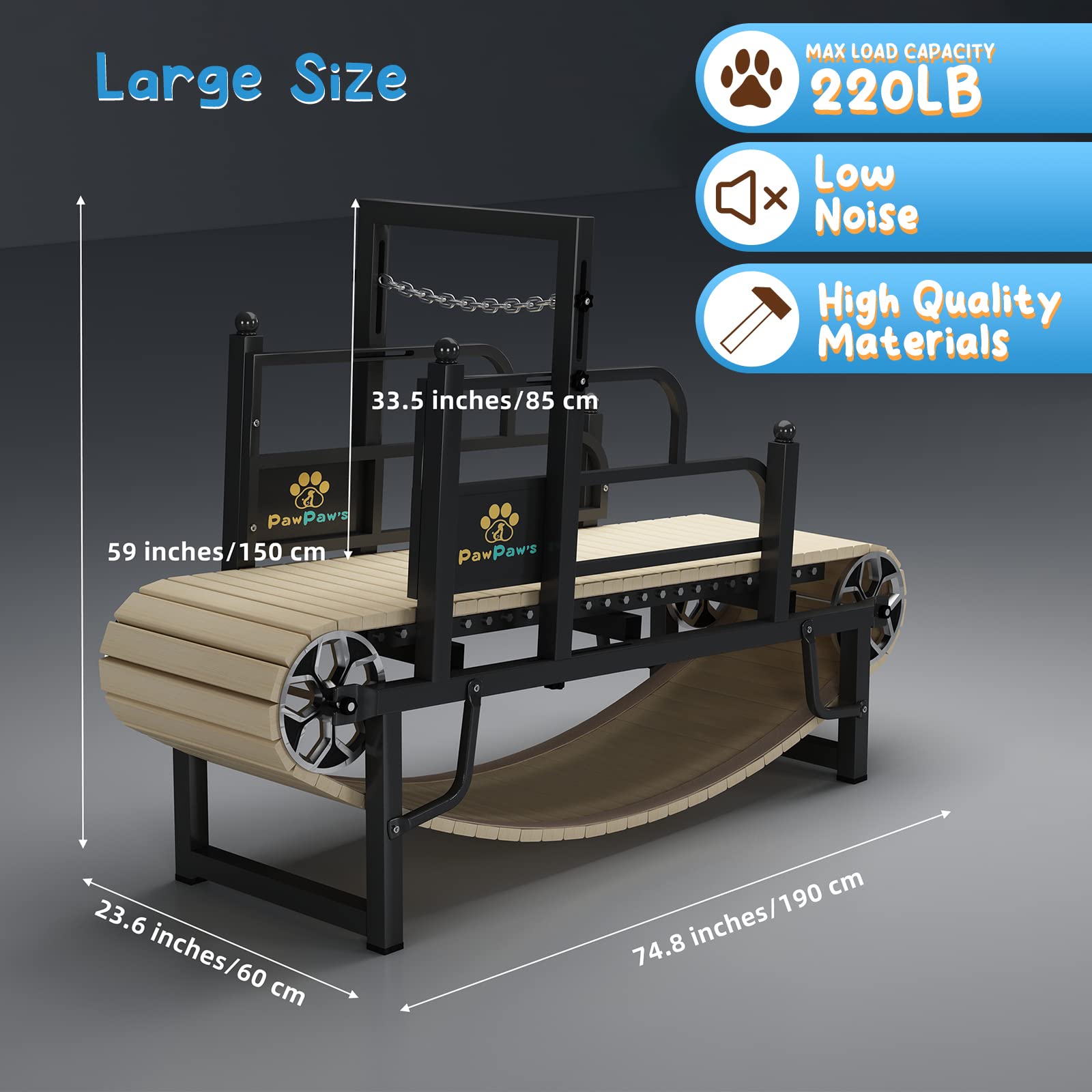 Pawpaw'S Dog Treadmill For Large Dogs, Medium Dogs. Dog Slatmill For Healthy & Fit Dog Life, Dog Treadmill For Indoor & Outdoor (Large)