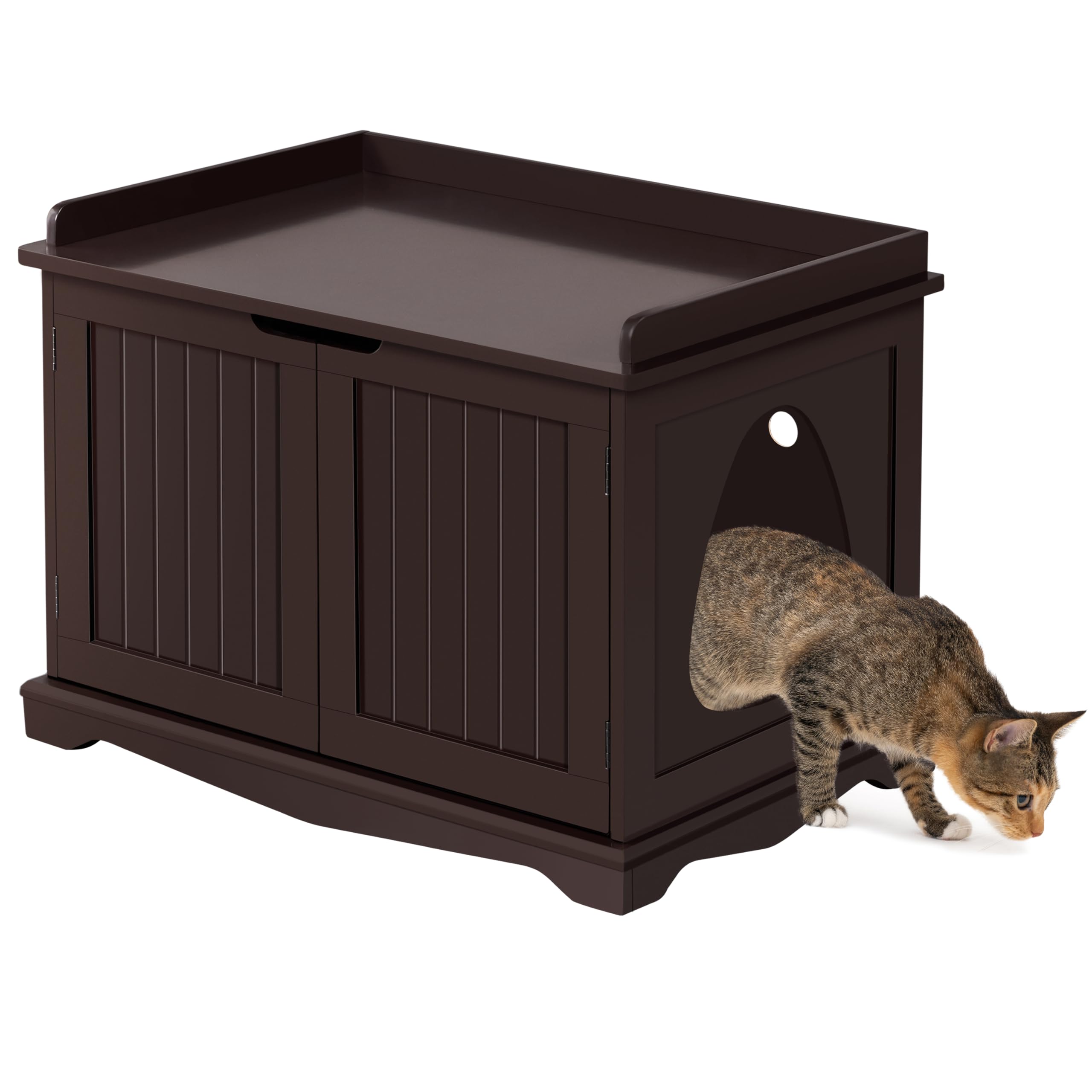 Yaheetech Cat Litter Box Enclosure, Hidden Pet Washroom Wooden Litter Cabinet Indoor Cat Litter Box Furniture, Decorative Pet Si
