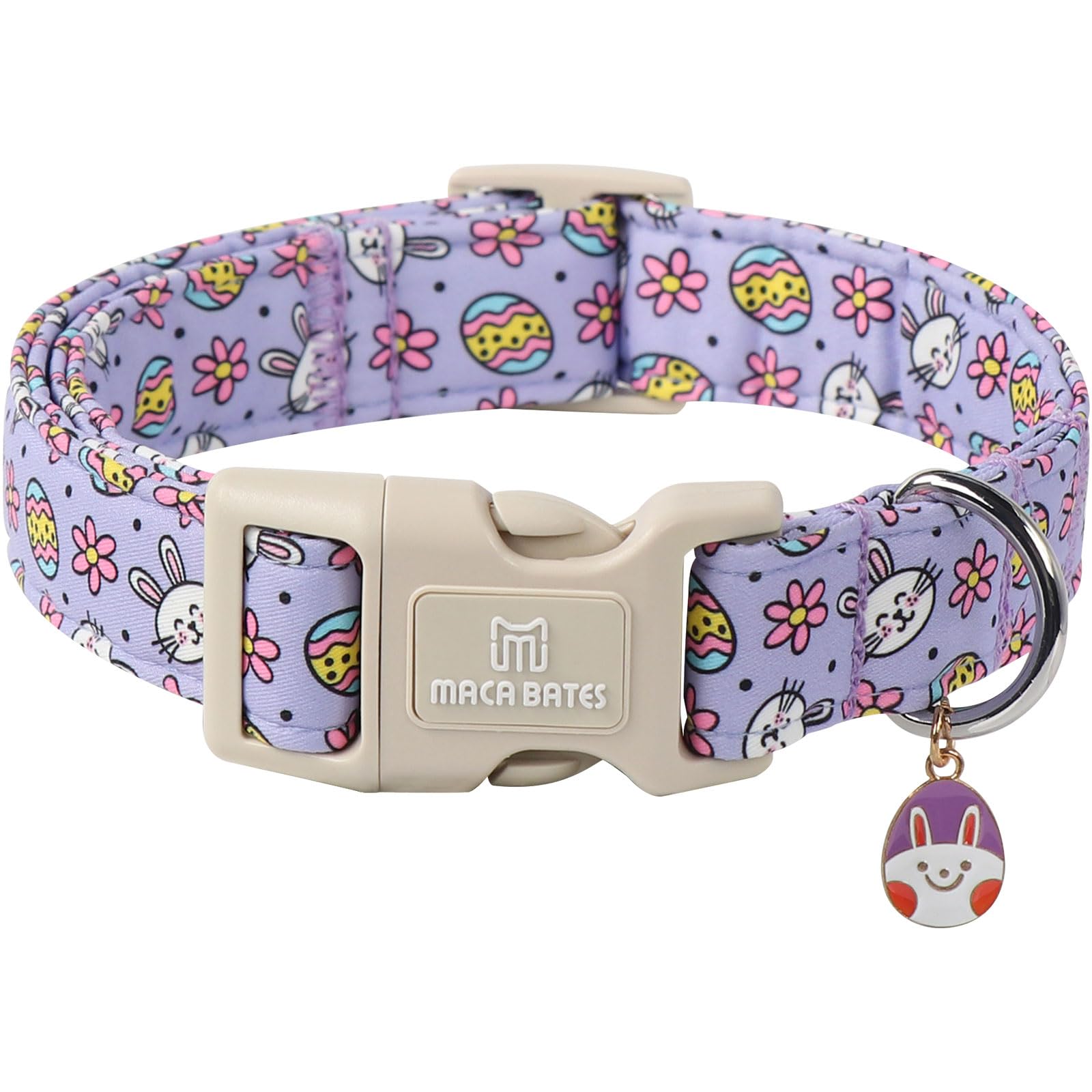 Maca Bates Easter Day Dog Collar Egg And Bunny Dogs Collars Soft Durable Cute Adjustable Purple Eggs Collor Easters Rabbit Gift 