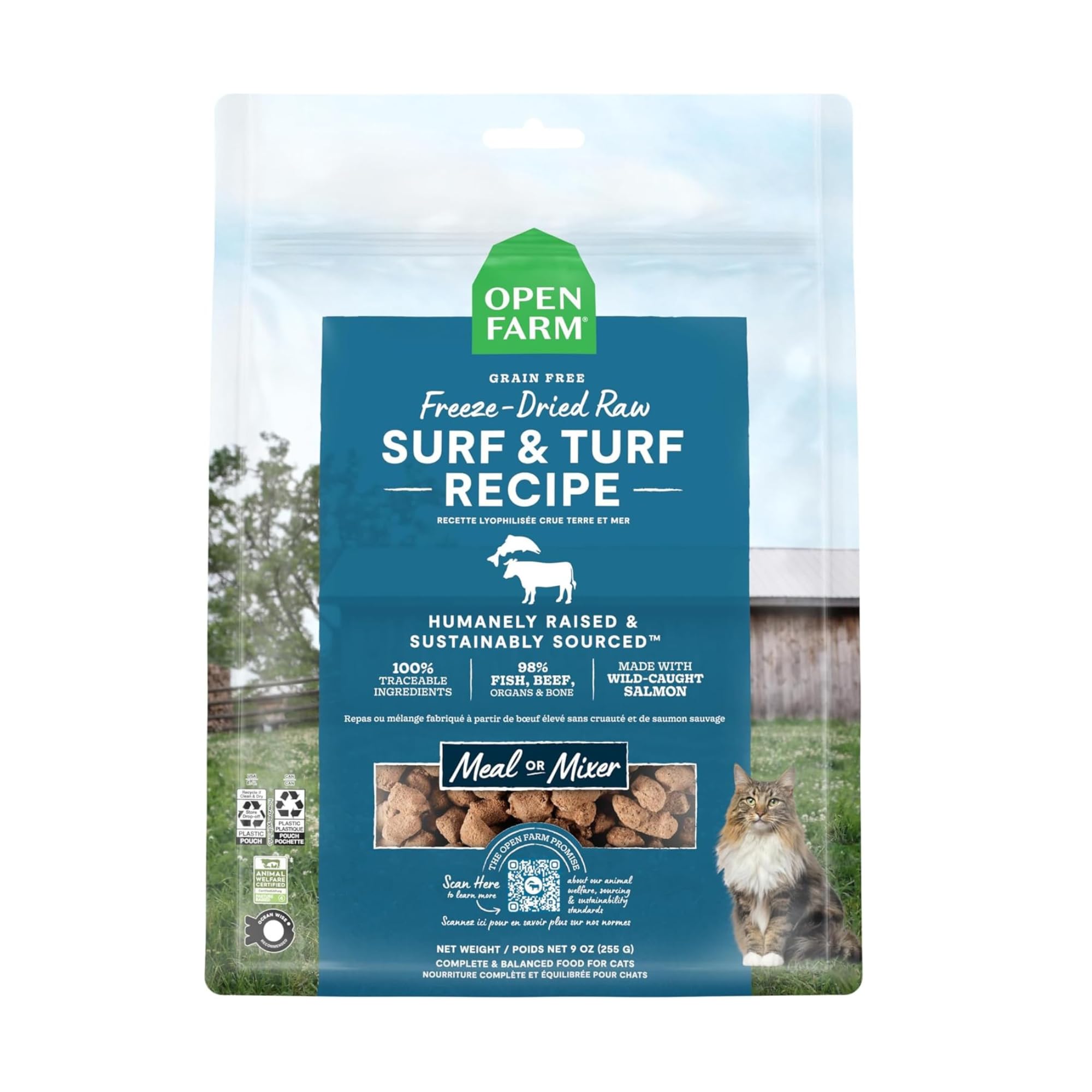 Open Farm Surf & Turf Recipe Freeze Dried Raw Morsels for Cats, 3.5oz