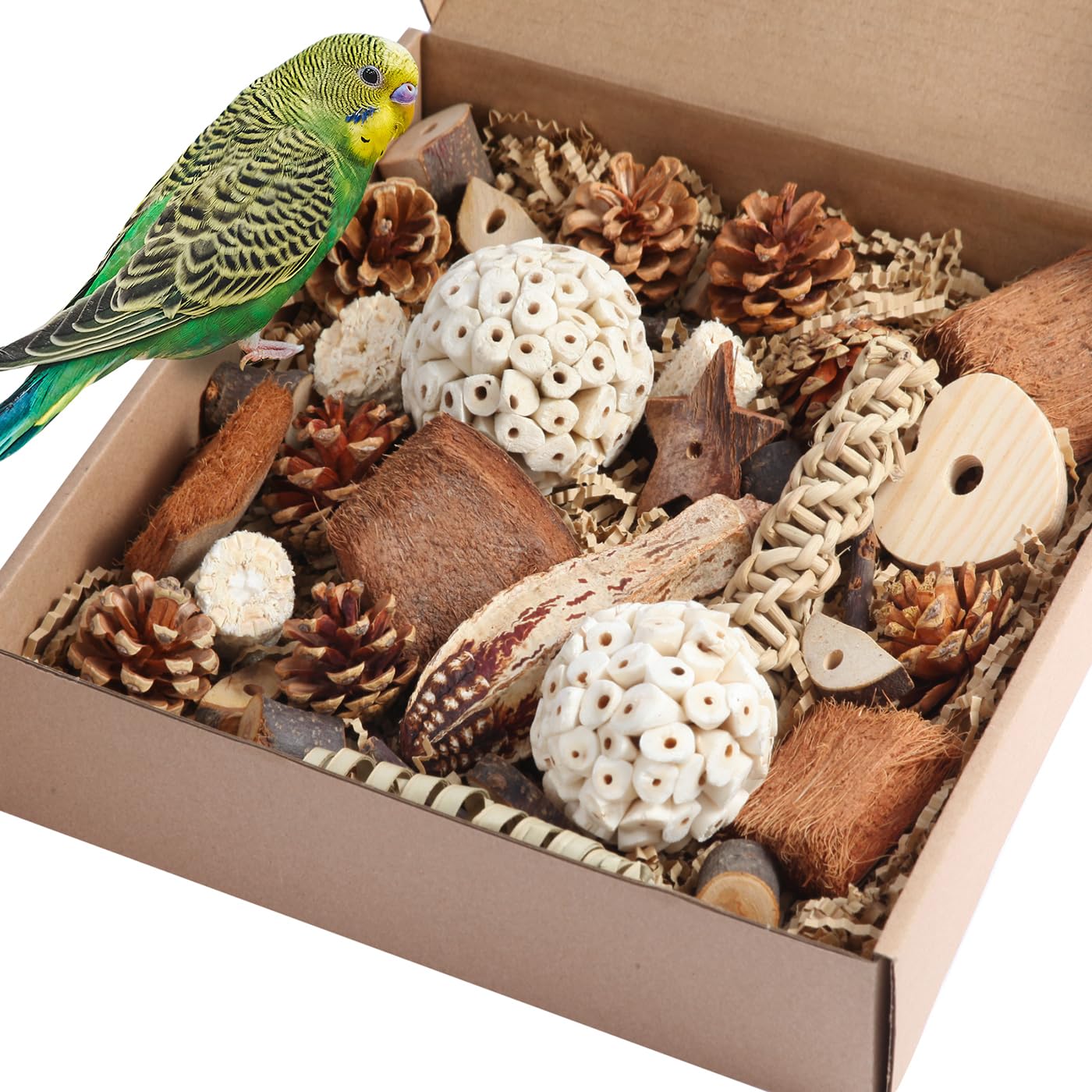 Kyouki Bird Toys Parrot Toys Natural Bird Foraging Box Foot Toys For Parakeets,Cockatiels,Conures,Love Birds,And Other Small To 