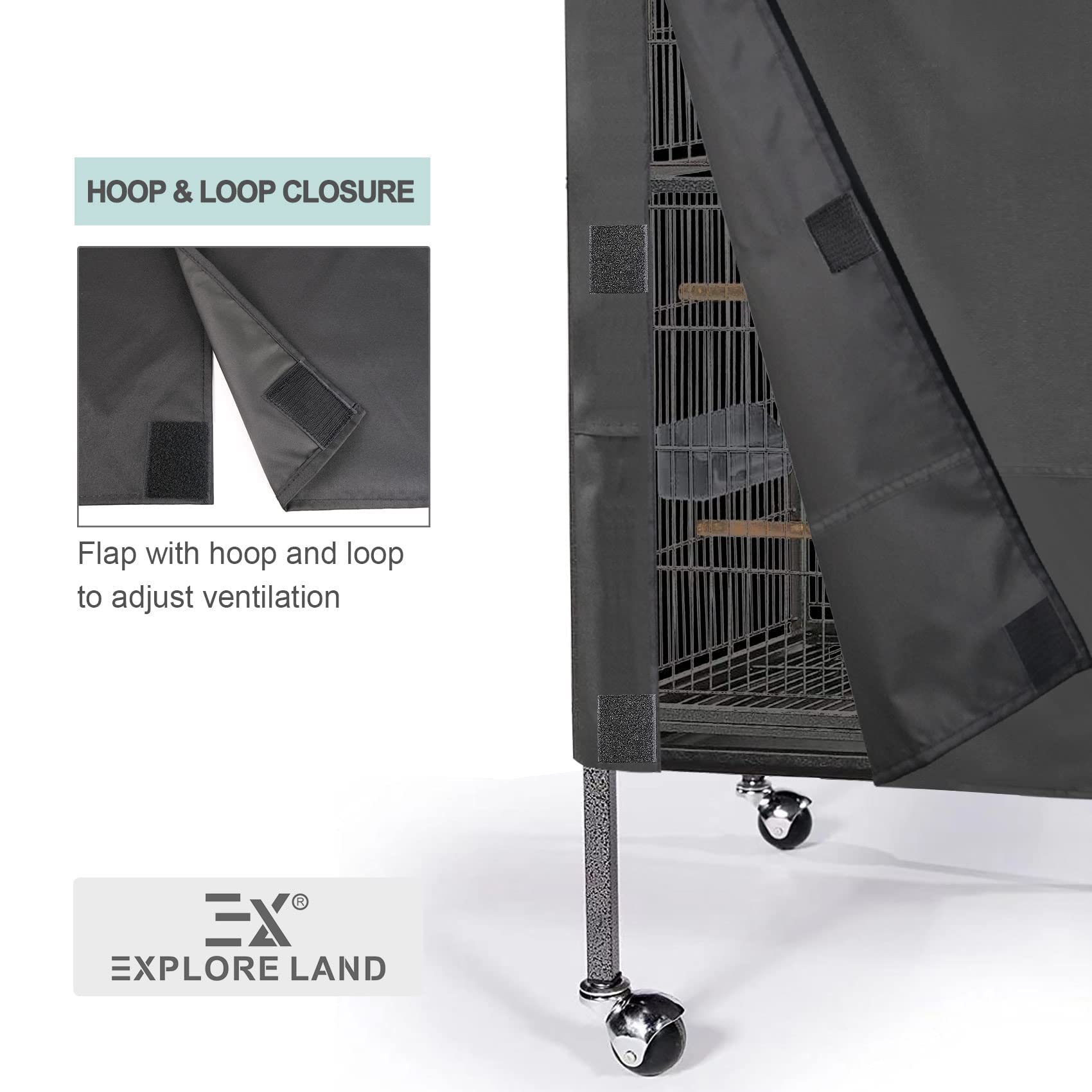 Explore Land Pet Cage Cover - Good Night Cover For Bird Critter Cat Cage To Small Animal Privacy & Comfort (Medium, Black)