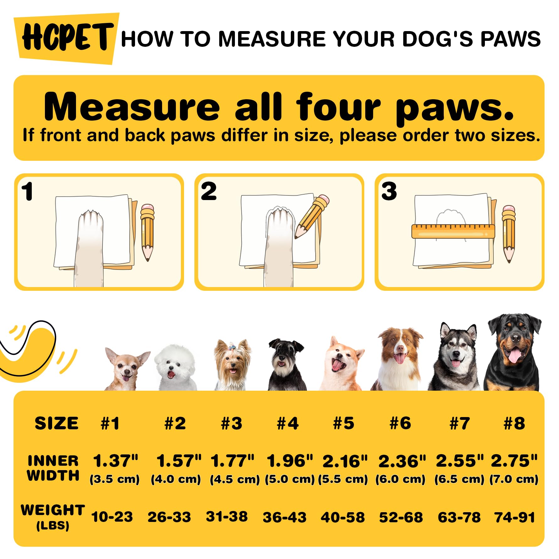 Hcpet Dog Boots Waterproof Dog Shoes For Medium Large Dogs, Anti-Slip Dog Booties Paw Protector For For Hot Pavement Winter Snow