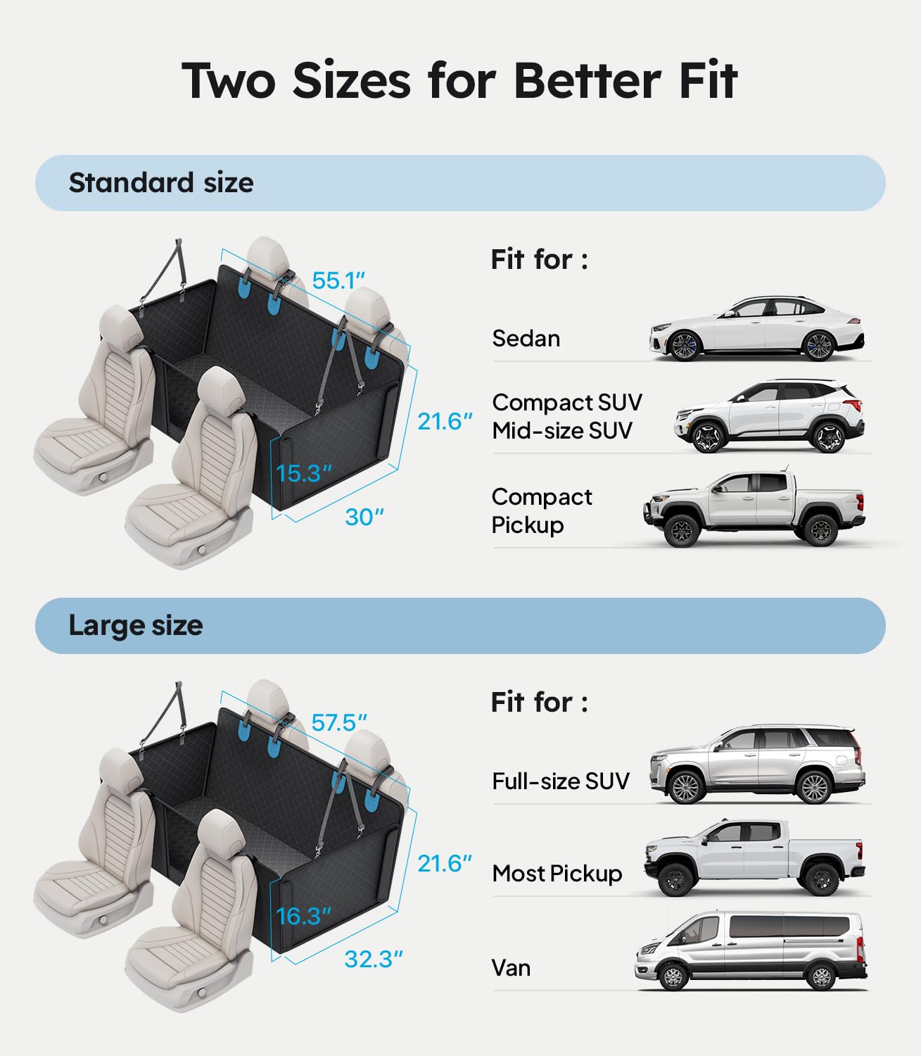 Wigoo Upgrade Soft Dog Car Seat Cover For Back Seat, [Protect Interior, Waterproof & Easy To Clean] Soft Bottom Backseat Dog Car