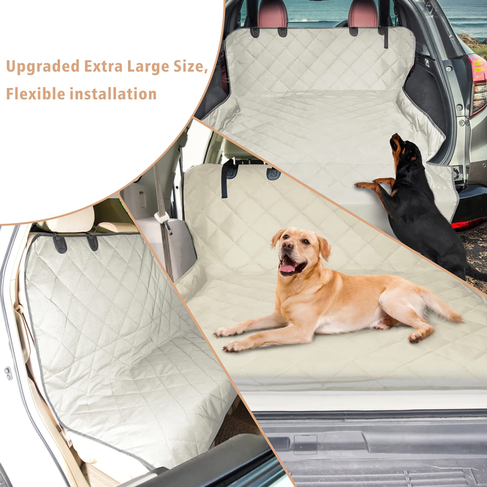 F-Color Suv Cargo Liner For Dogs, Water Resistant Pet Cargo Cover Dog Seat Cover Mat For Suvs Sedans Vans With Bumper Flap Prote