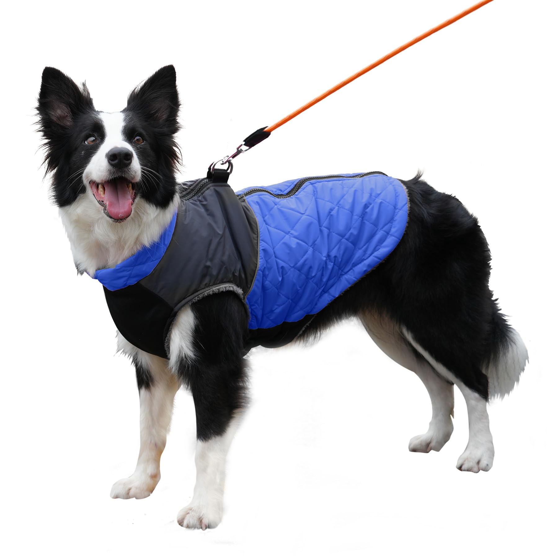 Joydaog Warm Fleece Dog Coats For Large Dogs,D-Rings Waterproof Puppy Jacket For Cold Winter,Blue Xxl
