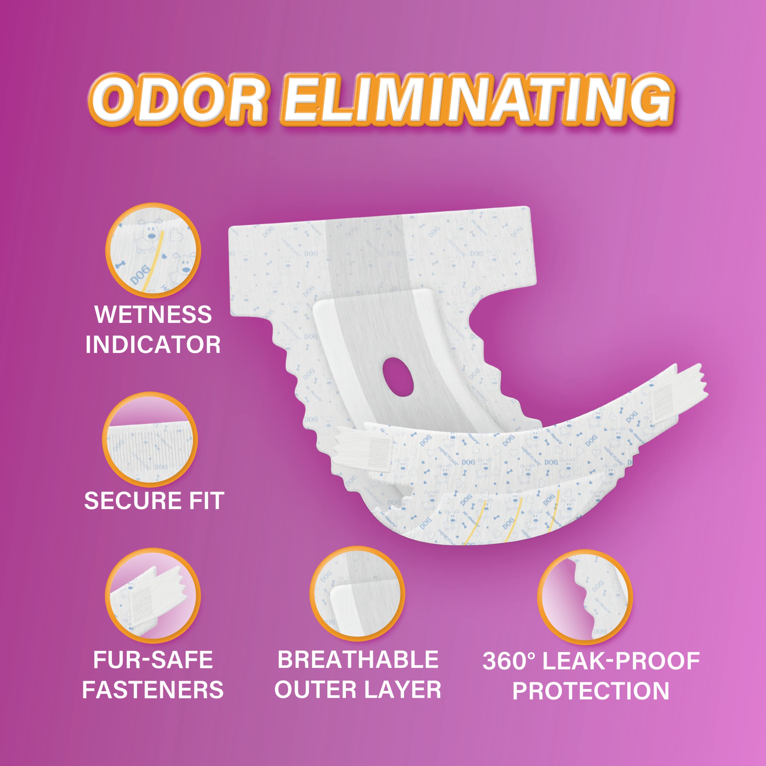 Honey Care All-Absorb Disposable Dog Diapers Xl Size, Improved Bigger Size, 12 Count, Super Absorbent, Breathable, Wetness Indicator