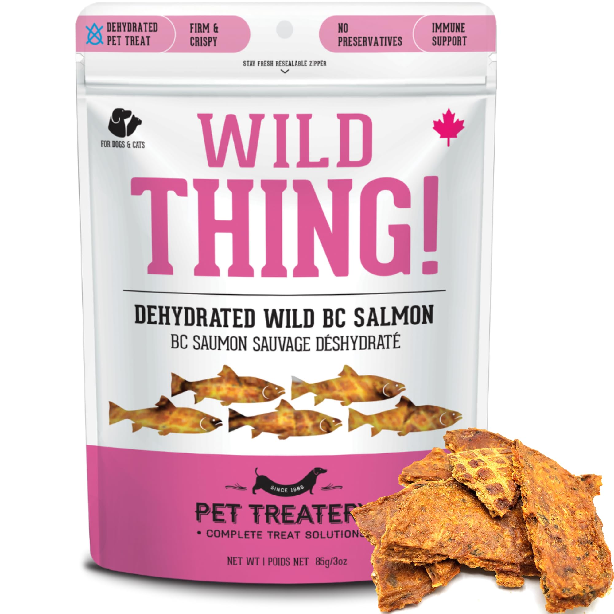 The Granville Island Pet Treatery Dehydrated Wild Salmon Treats for Dogs & Cats (3 oz, Pack of 1) Single Ingredient to Maintain 
