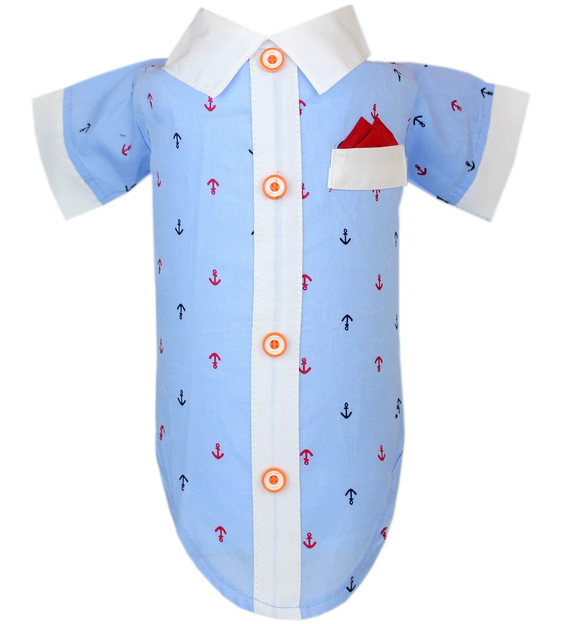 Parisian Pet Dog Clothes Cat Apparel Outfits Anchor Shirt & Hanky, M