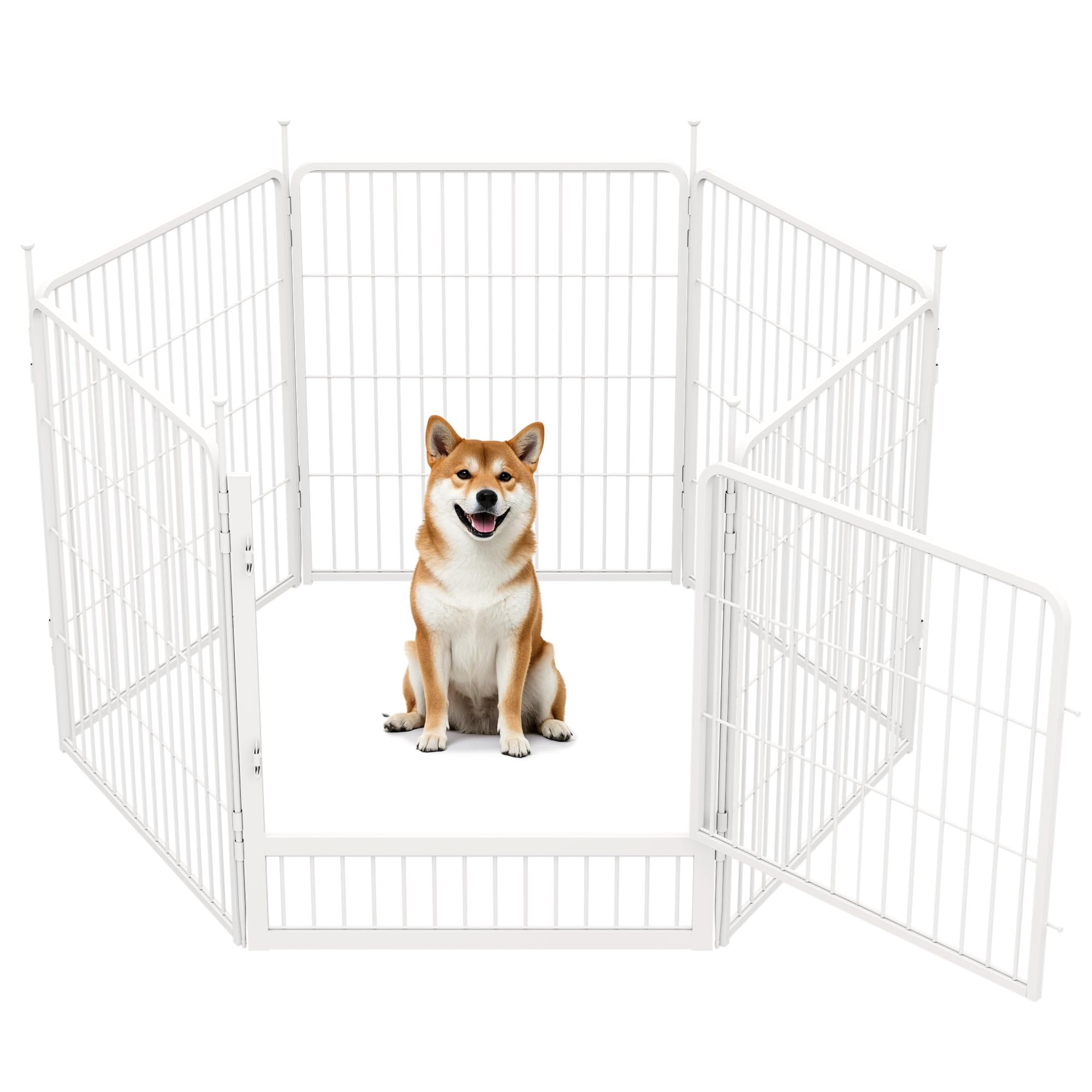 Sunsgrove Indoor Dog Playpen With Wider Door, 32 Inch 6 Panels Non Slip Dog Pen Indoor, Anti Rust Dog Fence, Free And Safe Play,