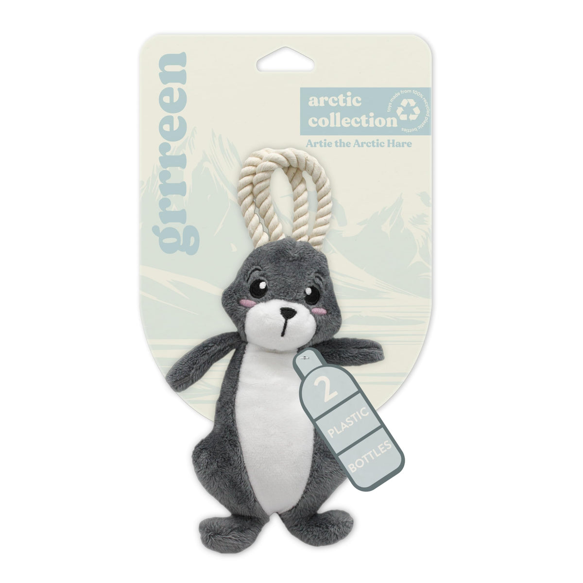 Grrreen Arctic Collection Dog Toys | Small Sized Artie The Arctic Hare | Cute, Durable, & Sustainable Plush Chew Toys For Dogs U