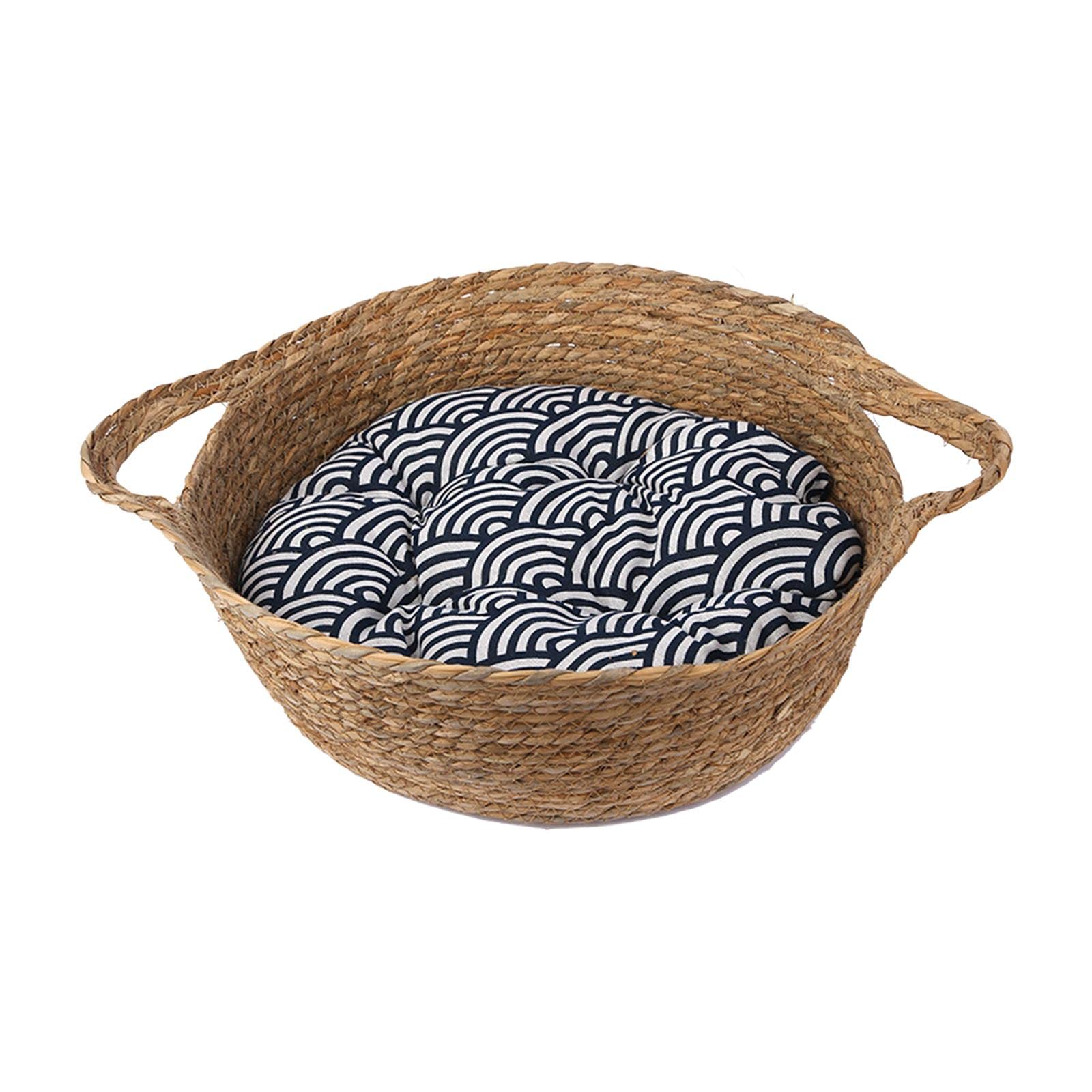 SECRET DESIRE Round Woven Pet Bed Warm Blanket Kitty Cats Condo Kitten Small Dog Cat House Dia 40Cm Height 14Cm