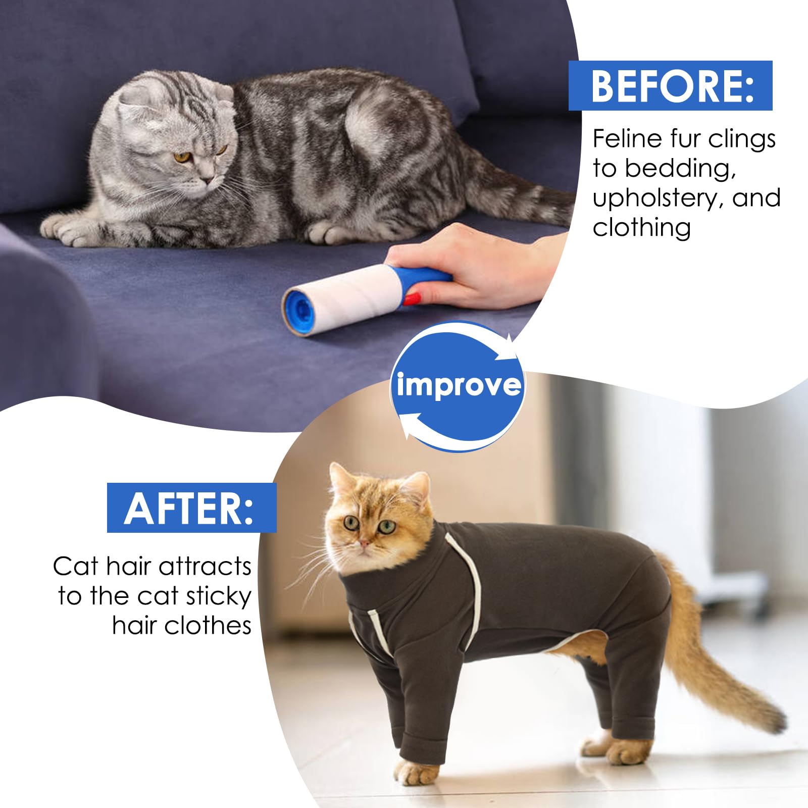 Cat Hair Sticky Onesie - Coffee, Xl - Cat Clothes For Cats Only Male Pajamas, Sphynx Cat Clothes, Pants For Cat, Anti-Licking Or
