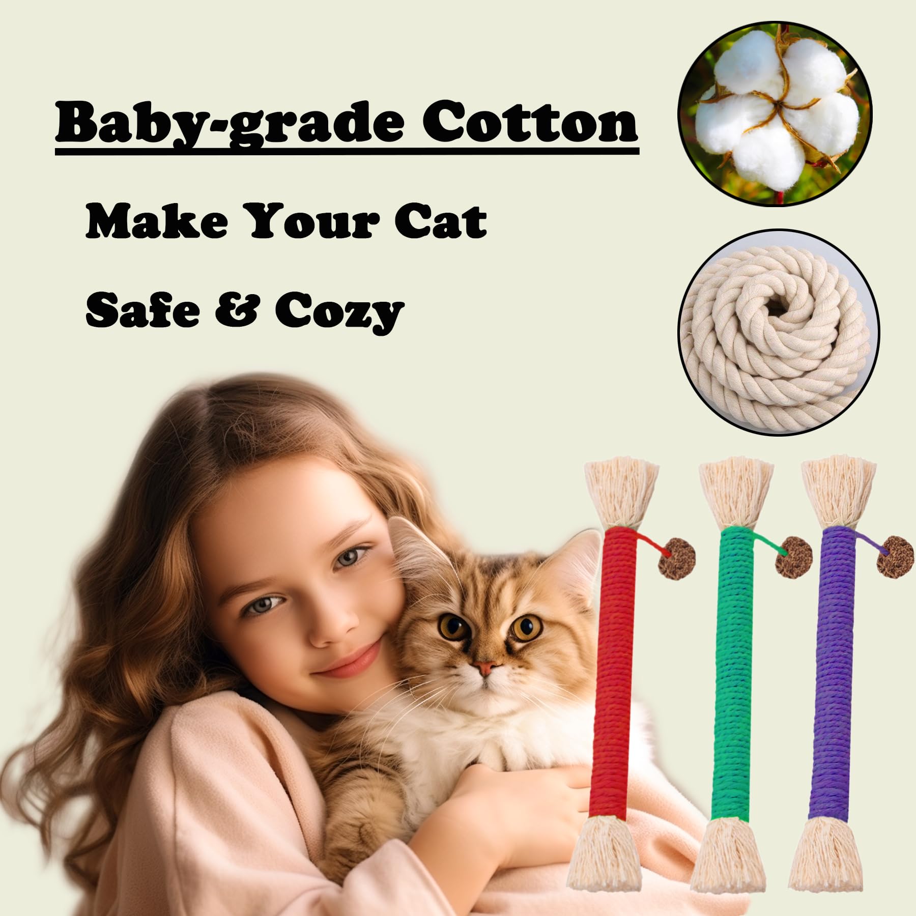 GREMBEB Cat Toys 6Pcs Catnip Toys for Indoor Kitten Chew Silvervine for Molar Scratch Interactive Cotton Rope for Cleaning Teeth