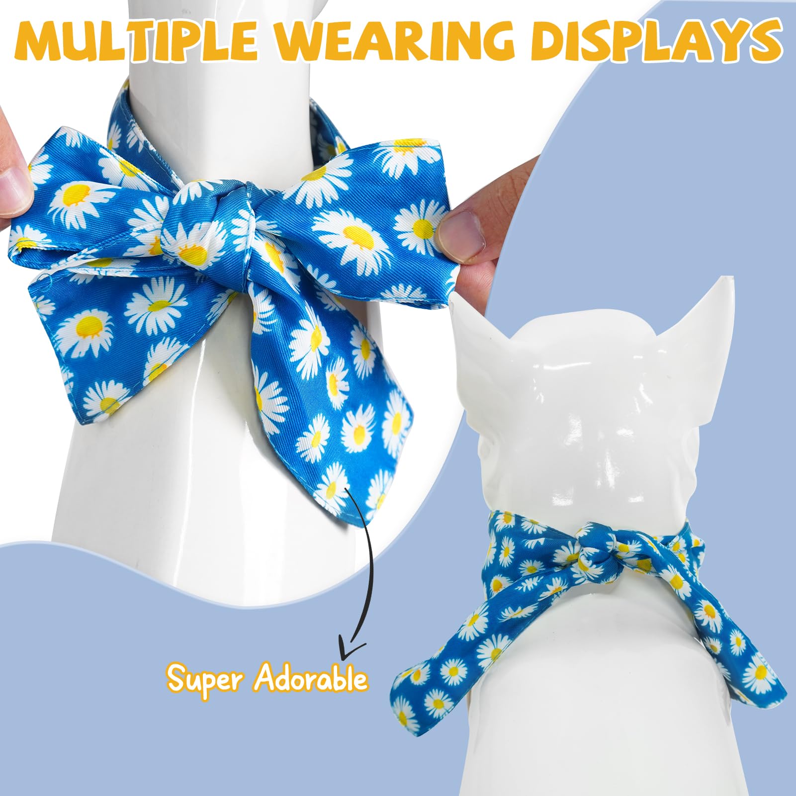 Scenereal Summer Daisy Floral Dog Bandana, Double Side Dog Scarf For Small Medium Large Dogs Cats Puppy,Holiday Bandanas For Dog
