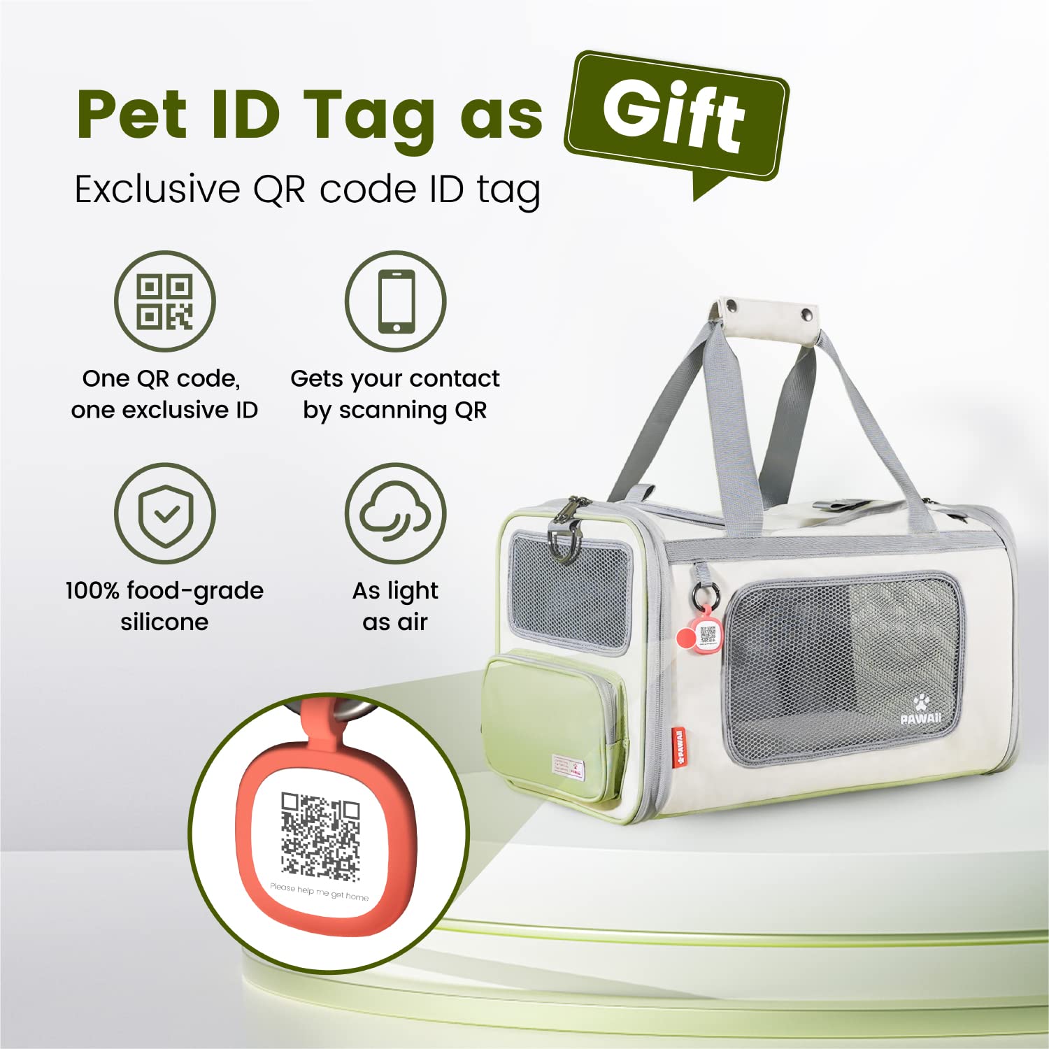 Pawaii Cat Carrier With Id Tag, Tsa Airline Approved Cat Carrier, Soft Sided Collapsible Pet Travel Carrier, Foldable Cat Travel Bag, Protable, Comfortable, Convenient Pet Travel Carrier