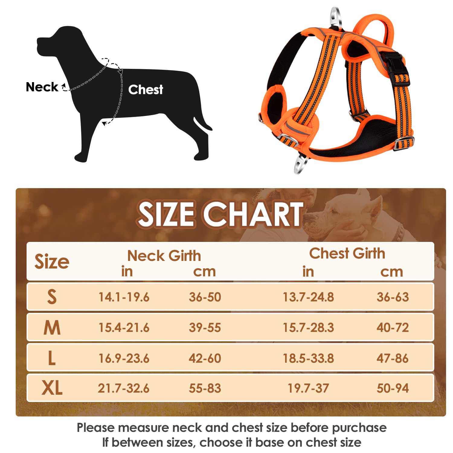 Slowton No Pull Dog Harness, Heavy Duty No Choke Pet Harness With 2 Leash Clips And Easy Control Vertical Handle, Adjustable Soft Padded Dog Vest For Small, Medium And Large Dogs (Orange, Small)