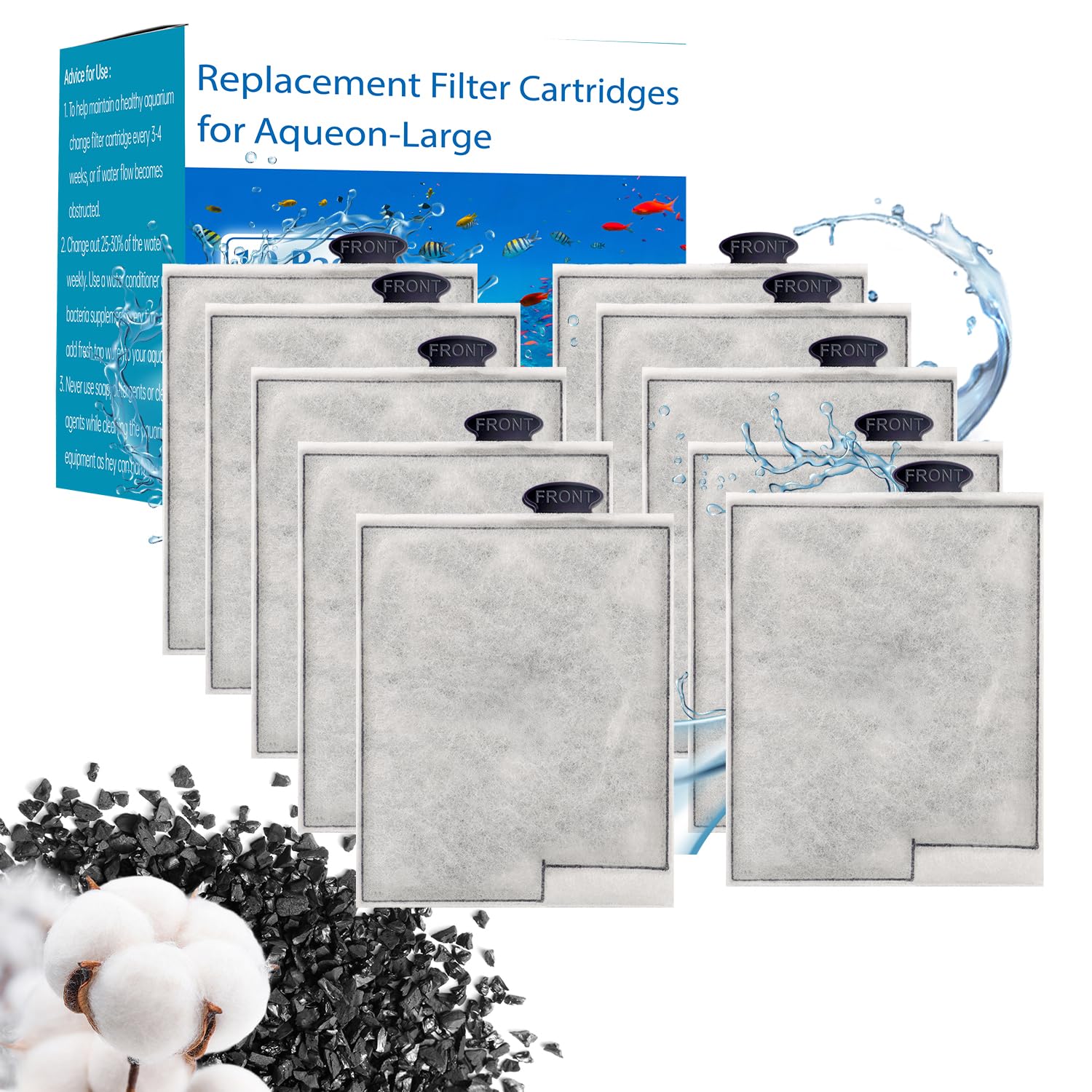 Jiaxix 10 Pack Replacement Filter Cartridges Large For Aqueon,Large Filter Compatible With Aqueon Quietflow Power Led Pro & Powe