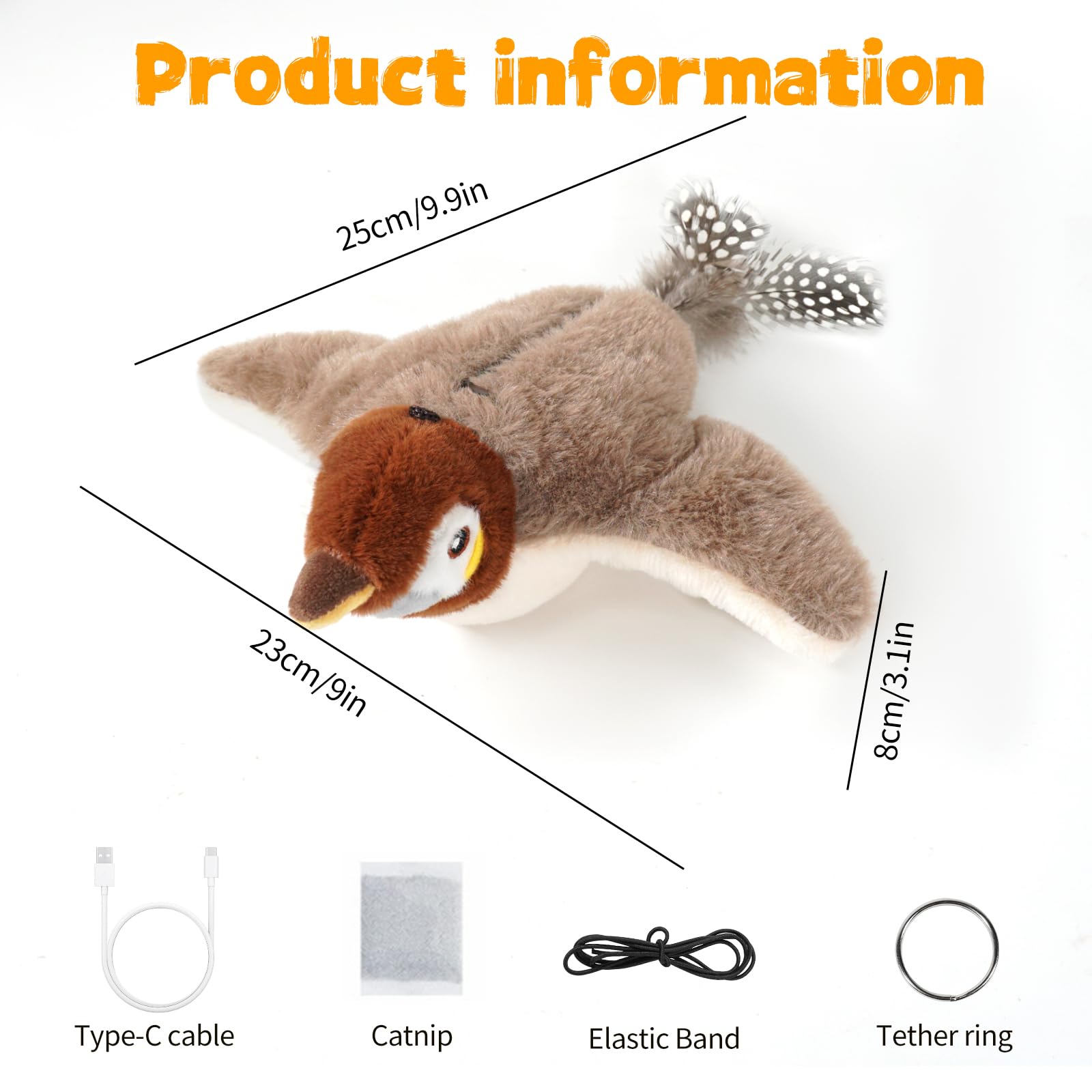 Yqqkrcb 2025 Upgrade Flapping Bird Cat Toy (Non-Flying),Rechargeable & Chew-Resistant,Touch Activated,Simulates Bird Wing Flappi