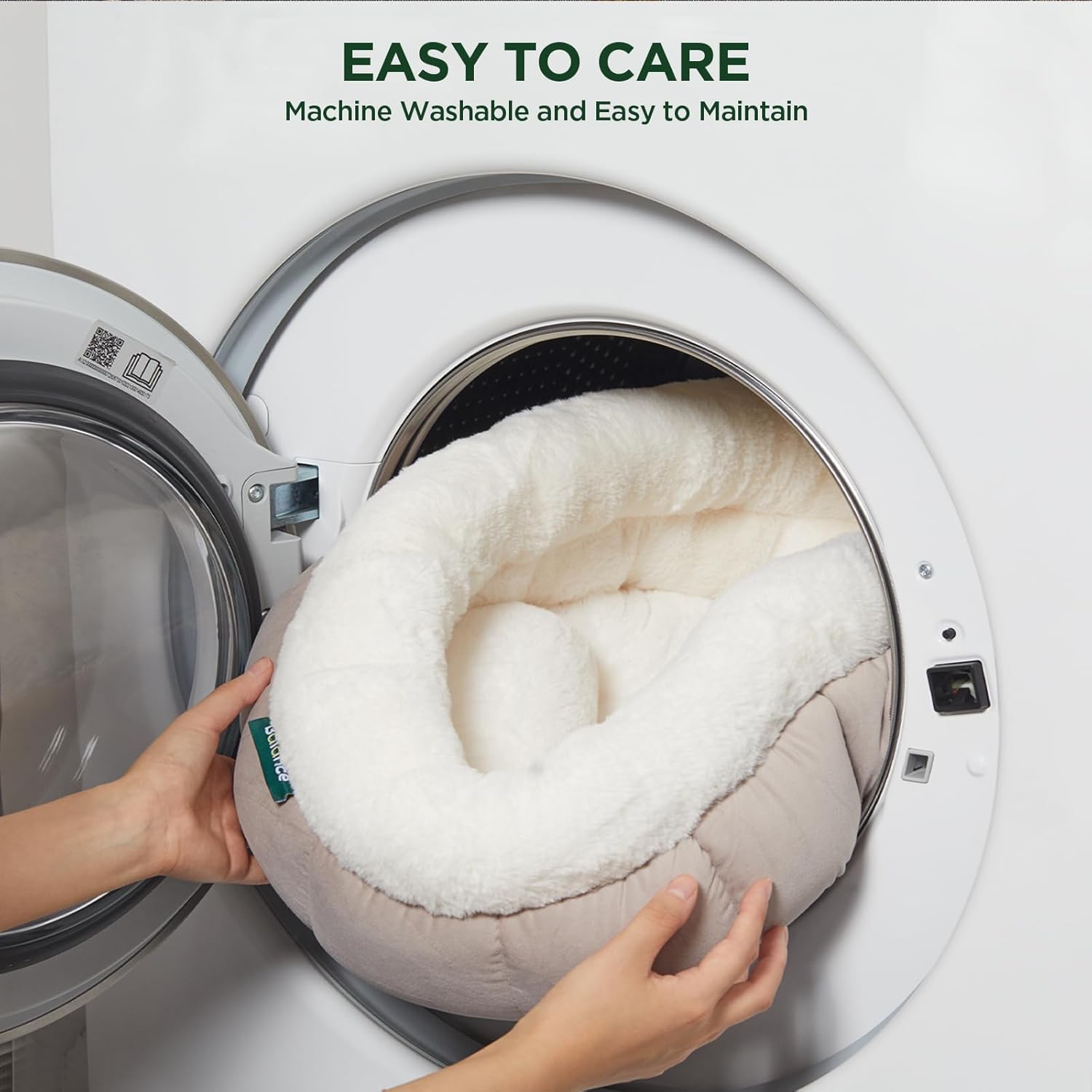 Cat Bed Round Washable Donut Bed Anti Slip Plush Kitten Puppy 18in