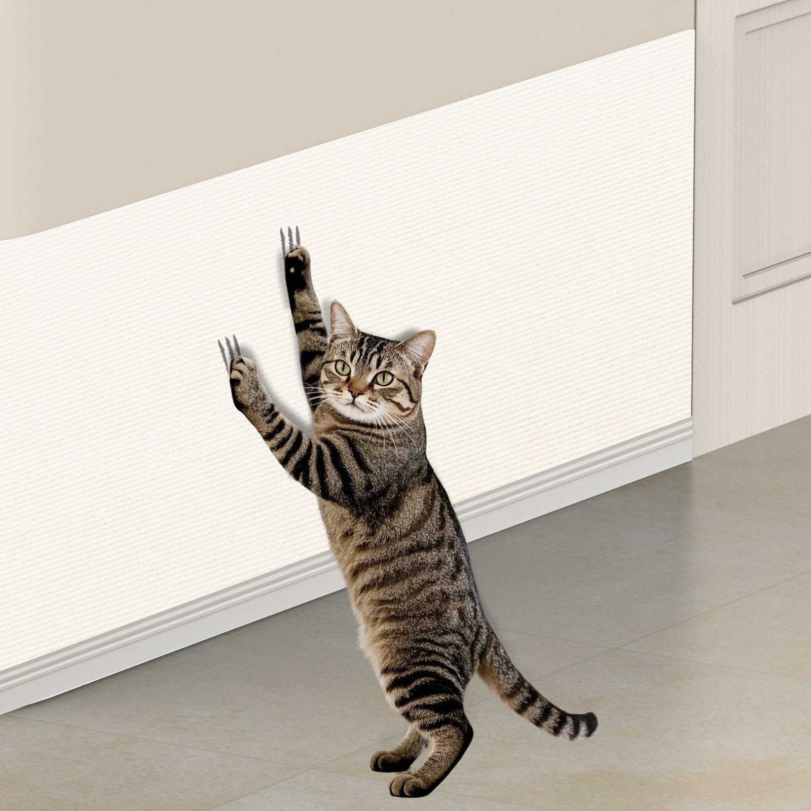 Enonci 196.8X15.8 Cat Wall Scratcher Mat With Nano Tape,Anti Cats Scratch Furniture Couch Carpet Corner Protector For Indoor,Tri