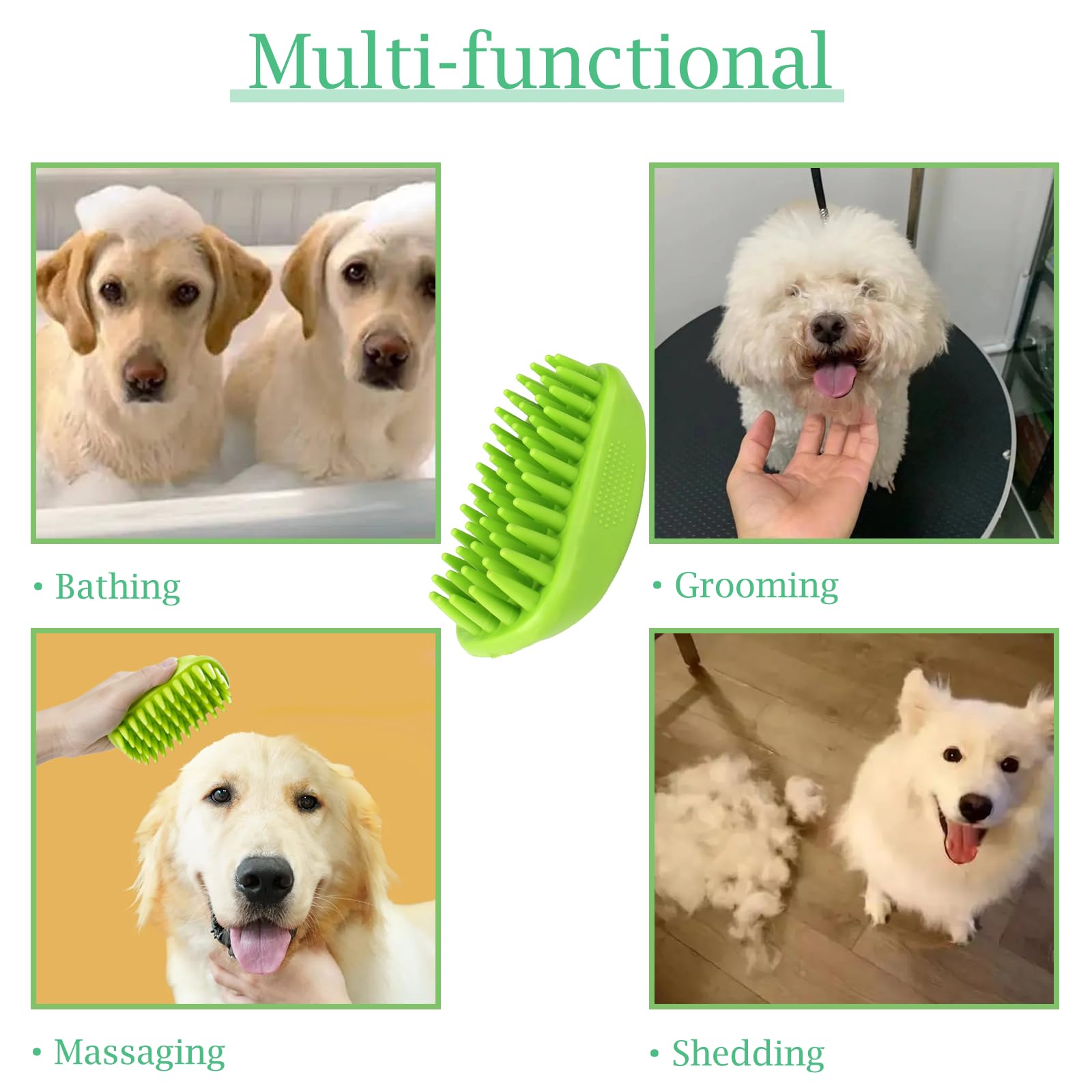 Yintoper Dog Bath Brush, Pet Silicone Shampoo Brush, Rubber Shower Wash Curry Brush For Short Long Haired Dogs Cats Shedding Gro