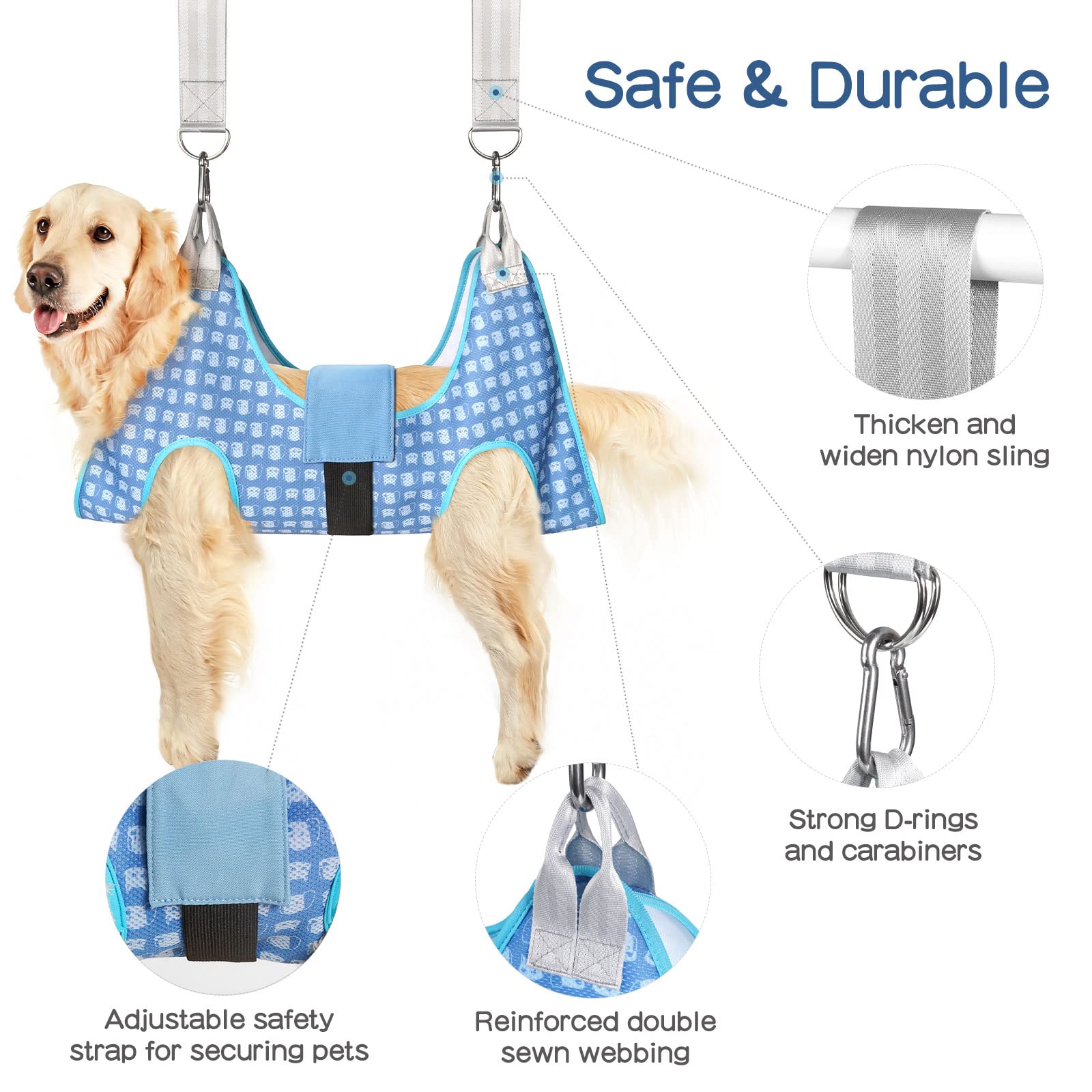 Doggydobby Dog Grooming Hammock, Pet Grooming Hammock Harness For Large Dogs, Dog Hanging Sling For Nail Clipping/Trimming/Cutti